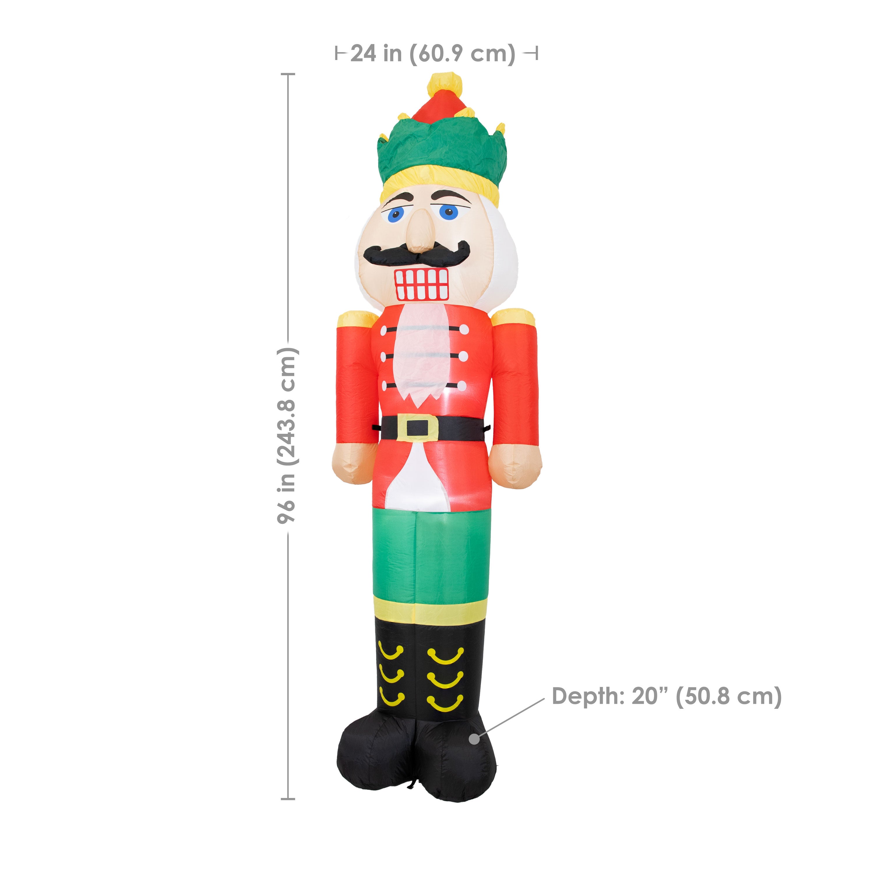 Sunnydaze 8-Foot Nathaniel the Nutcracker Inflatable Outdoor Christmas Decoration for Yard, Lawn, and Holiday Party Decor
