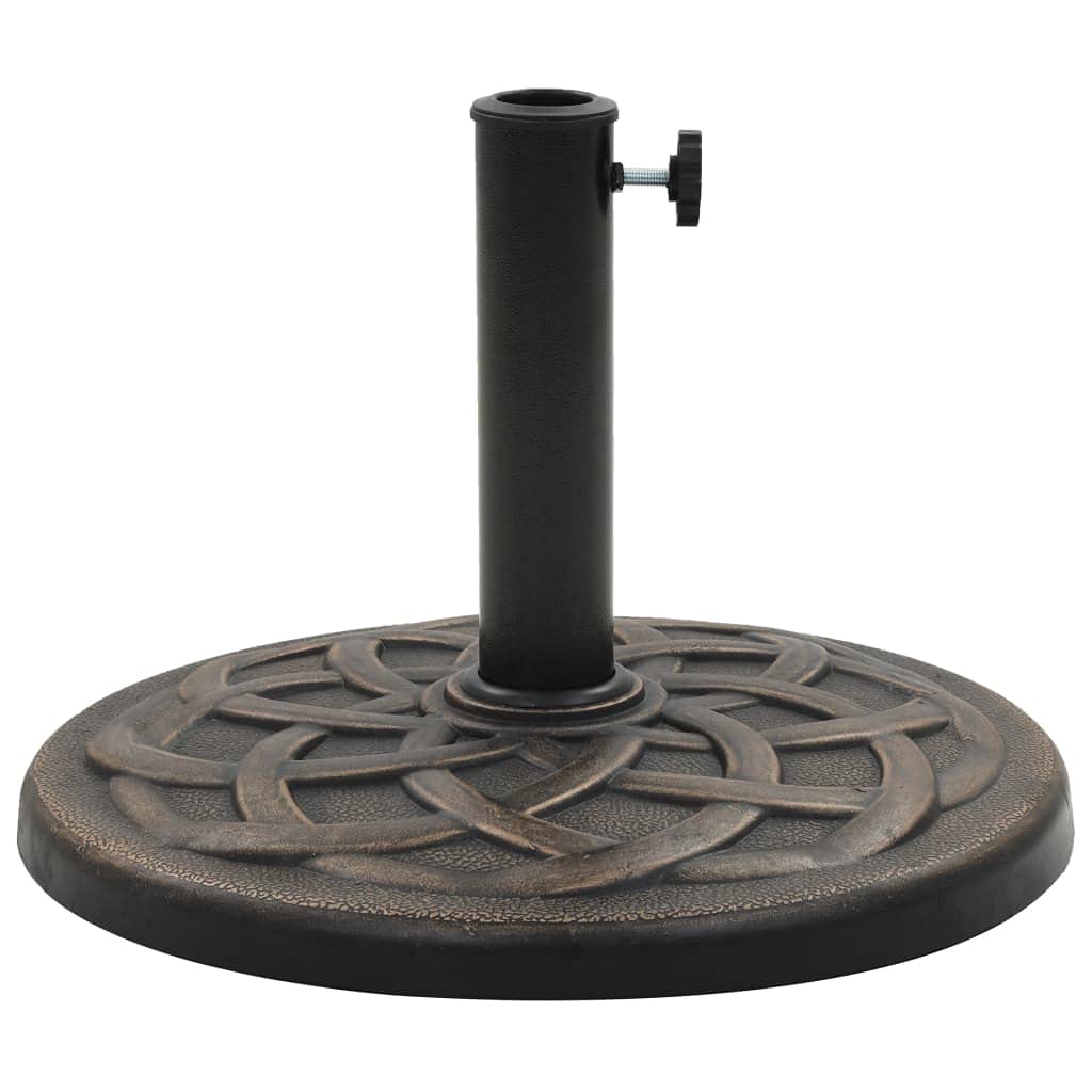 Heavy Duty Bronze Garden Umbrella Stand - Cast Iron Effect, Floral Design, 24.3 lbs - Perfect for Patio, Deck, Backyard & Outdoor Dining Areas