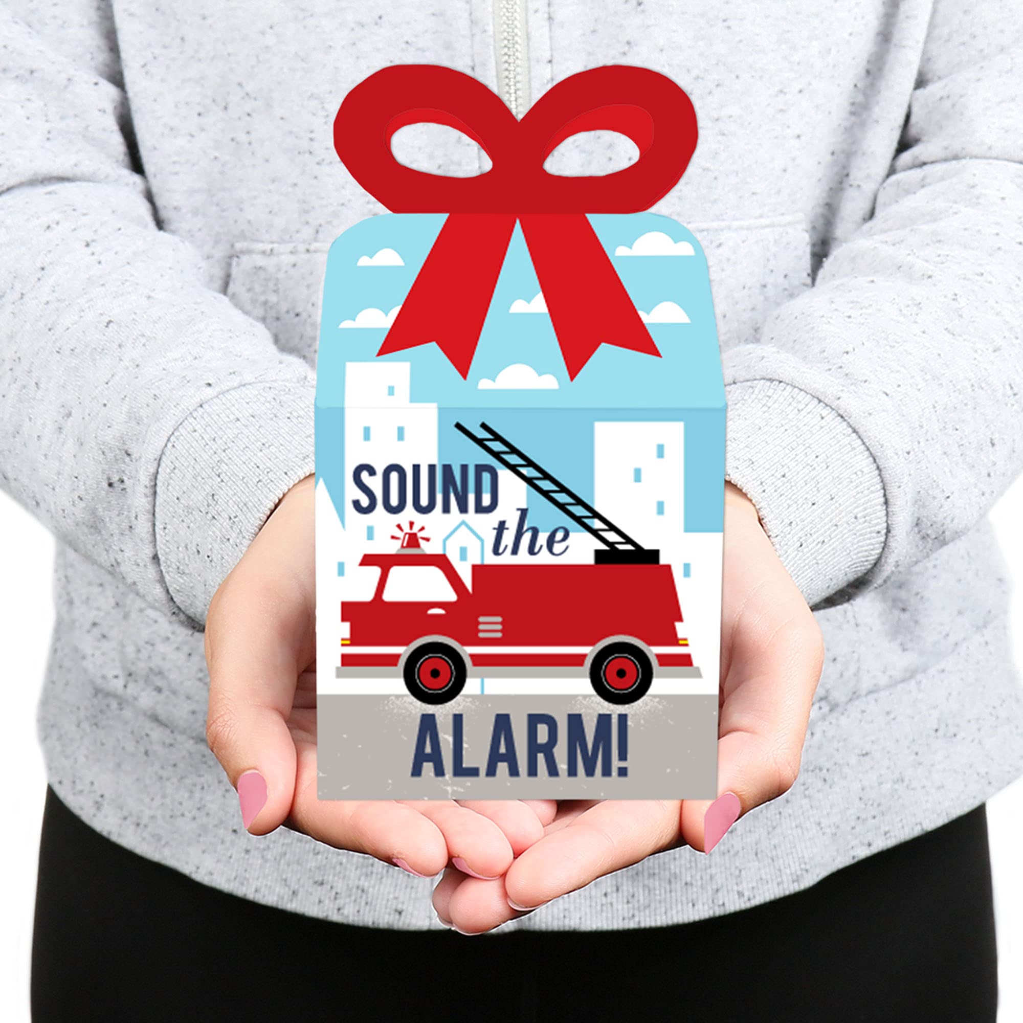 Fire Truck Favor Gift Boxes - Set of 12 for Baby Showers & Birthday Parties