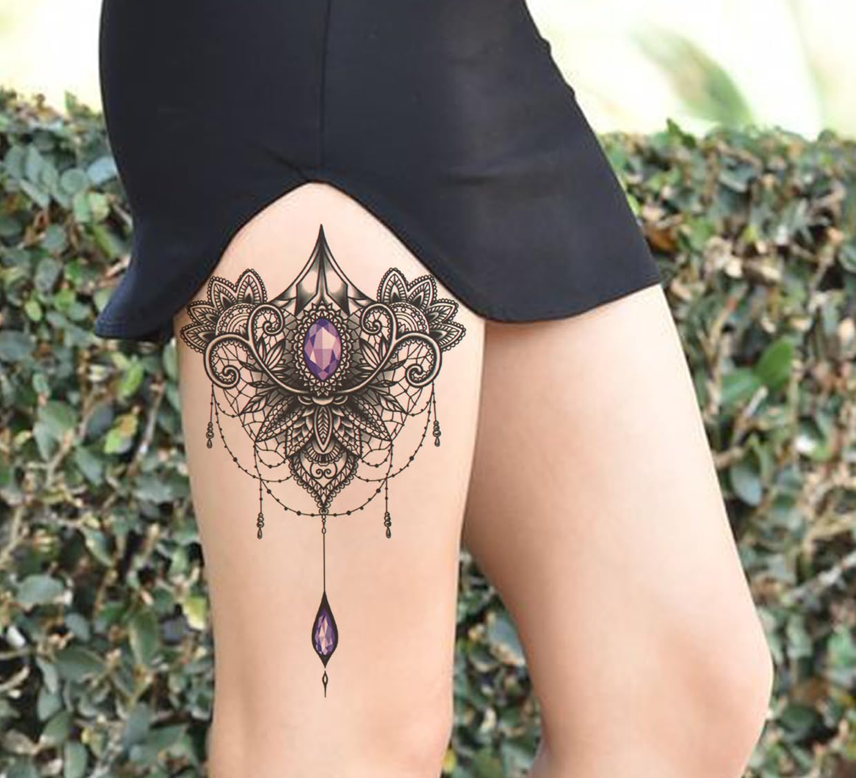 Waterproof Temporary Tattoo Stickers for Men & Women - 3D Realistic Flowers, Butterflies, Stars, Angels, Wolves & Armband Designs (19x12cm) | Perfect for Parties, Halloween, Cosplay & Body Art | TBS-8052