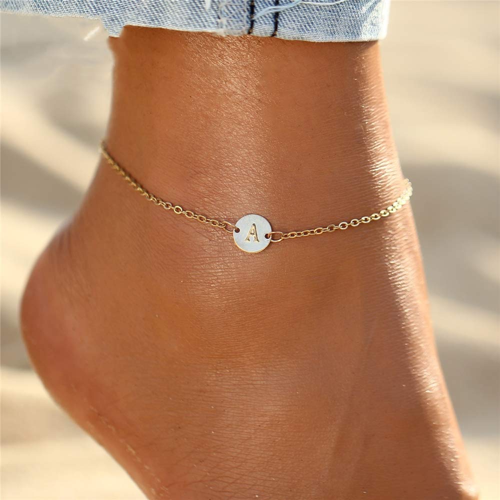 Personalized A-Z Initial Bracelet - 26 Alphabet Letter Adjustable Gold Anklet for Women & Girls | Friendship Jewelry Gift for Birthday, Graduation, Valentine's Day