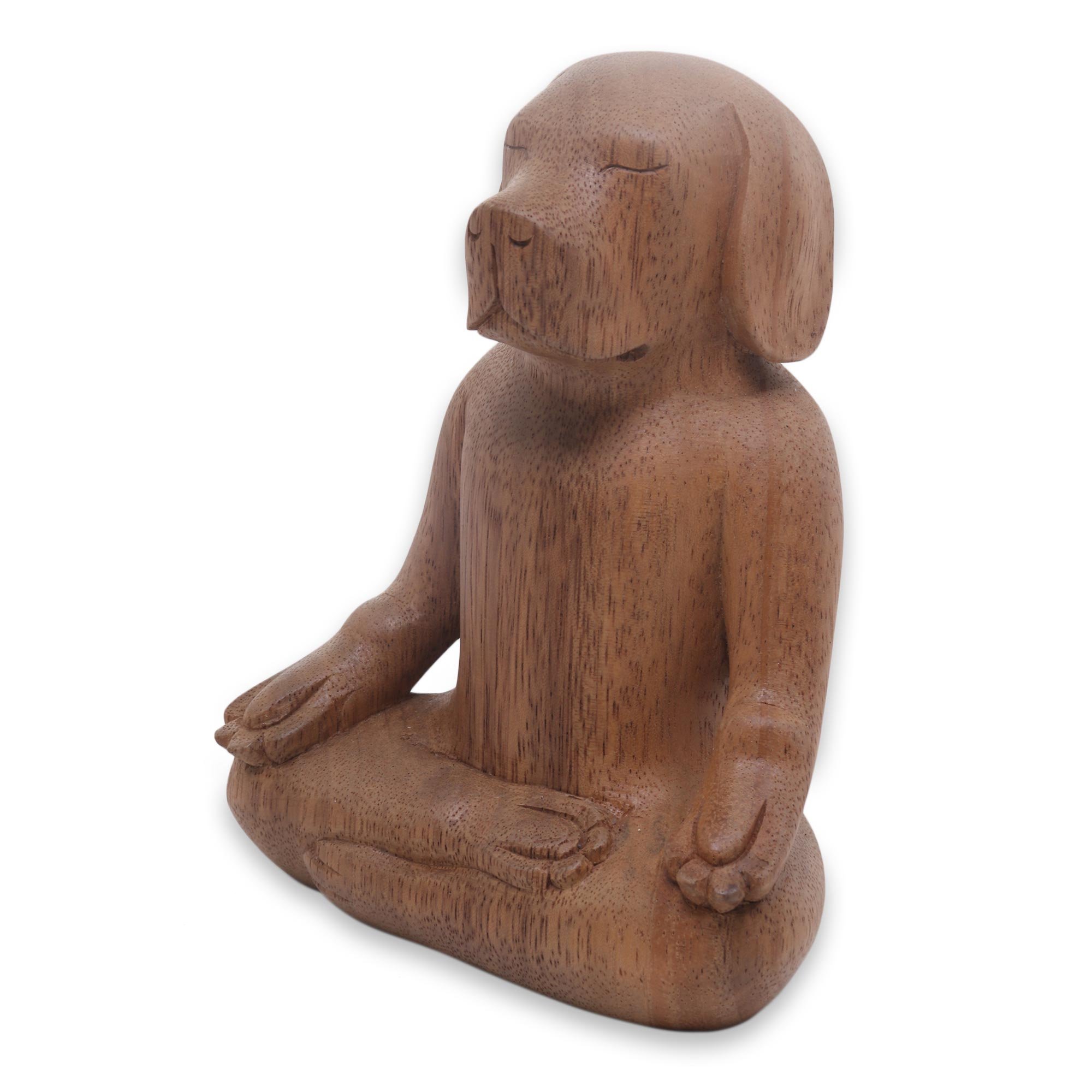 Handmade Beagle Wood Sculpture - Unique Yoga Dog Statue for Home Decor, Meditation & Yoga Room | NOVICA