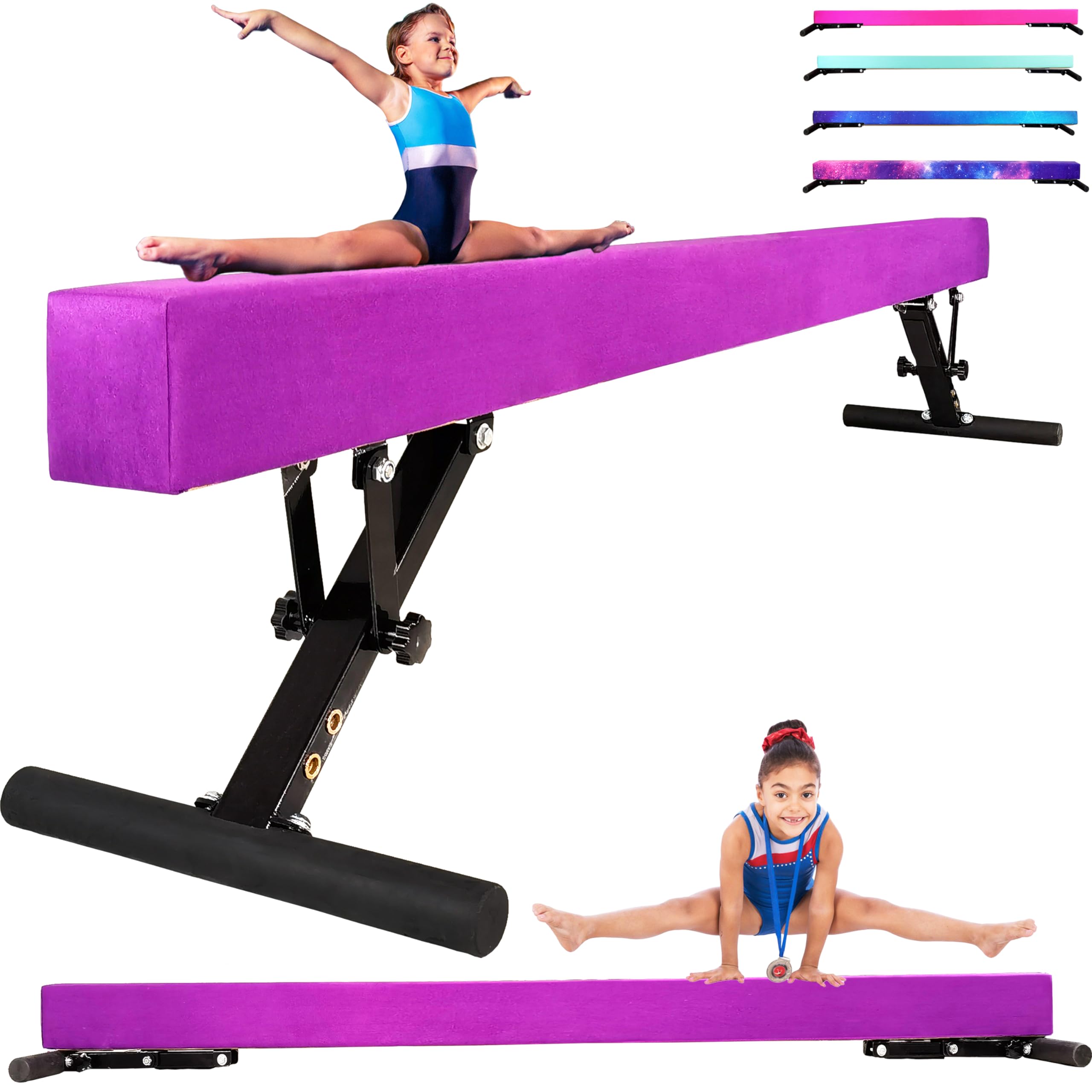 PreGymnastic 8FT Adjustable Balance Beam for Kids & Adults - Home Gymnastics Training Equipment for Girls and Boys Ages 3-12 - Competition Style Practice Beam for Indoor & Outdoor Use - Perfect for Backyard, Playroom, and Gym Training