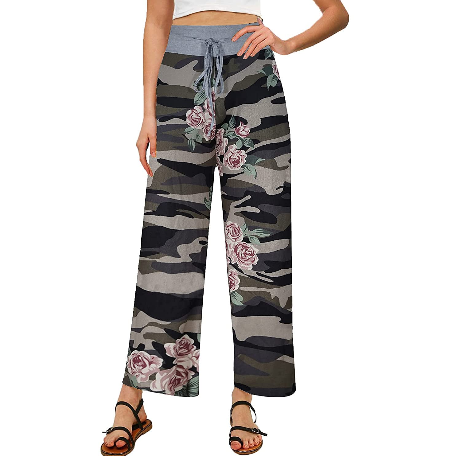 **Women's Floral Yoga Pants - Lightweight Boho Capri Sweatpants for Summer, Casual & Dressy Retro Trousers | Perfect for Yoga, Travel & Boho Fashion**