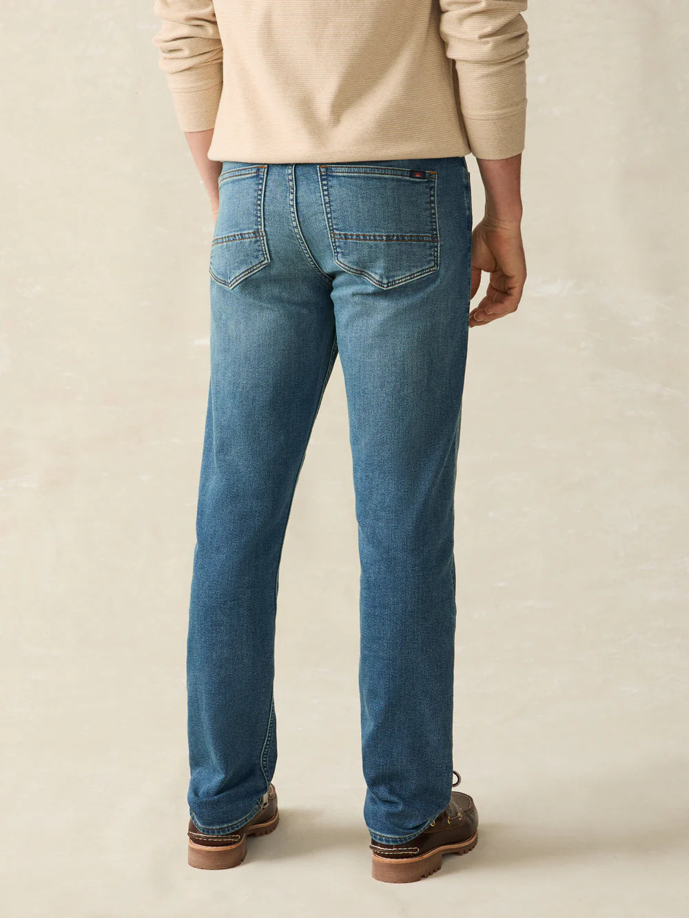 FAHERTY Men's Indigo Ocean Wash 5-Pocket Jeans - Classic Slim Fit Denim Pants for Casual Wear, Work & Everyday Outfits