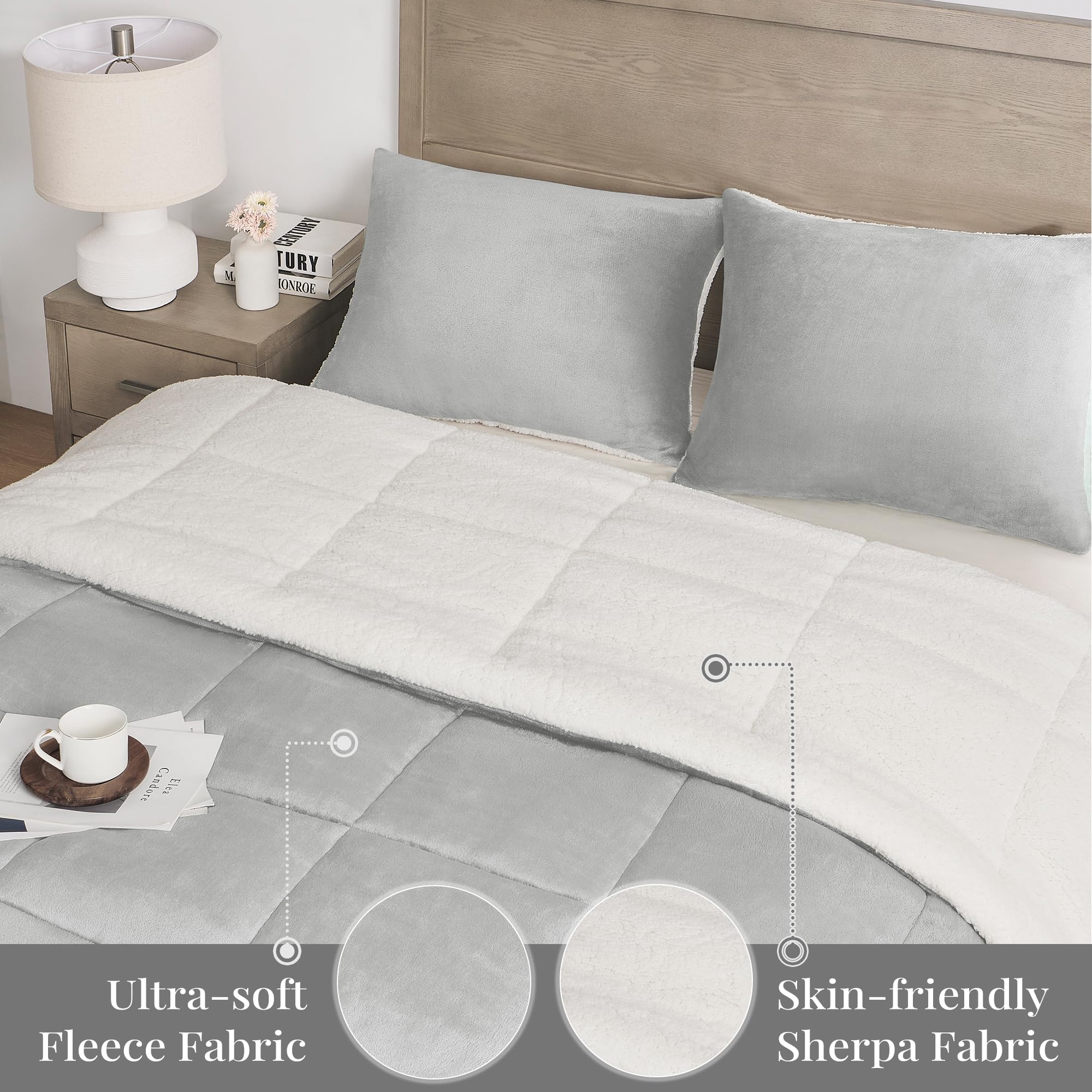 Luxury Fleece Sherpa Queen Comforter Set - Ultra Soft & Warm Winter Bedding for Queen Size Beds (88