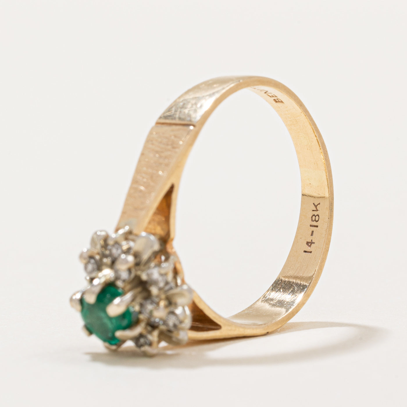 Emerald and Diamond Halo Engagement Ring - 0.20ct Center Stone, 0.12ctw Side Stones - Size 6.75 - Perfect for Proposals, Anniversaries & Special Occasions