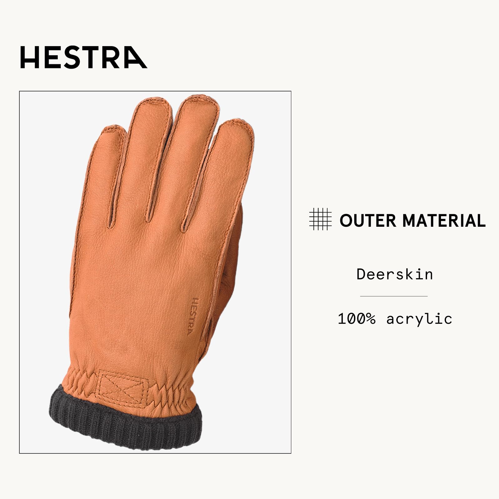 Hestra Deerskin Primaloft Insulated Leather Gloves - Warm Winter Work Gloves for Men & Women - Perfect for Construction, Outdoor Activities and Cold Weather Use