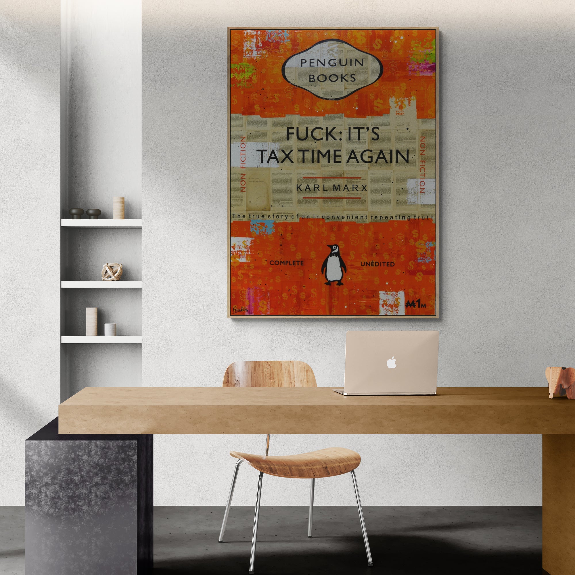 Marxist Reality 140cm x 100cm Urban Pop Art Painting for Tax Office, Book Club & Modern Home Decor - Large Contemporary Wall Art for Living Room, Study or Office