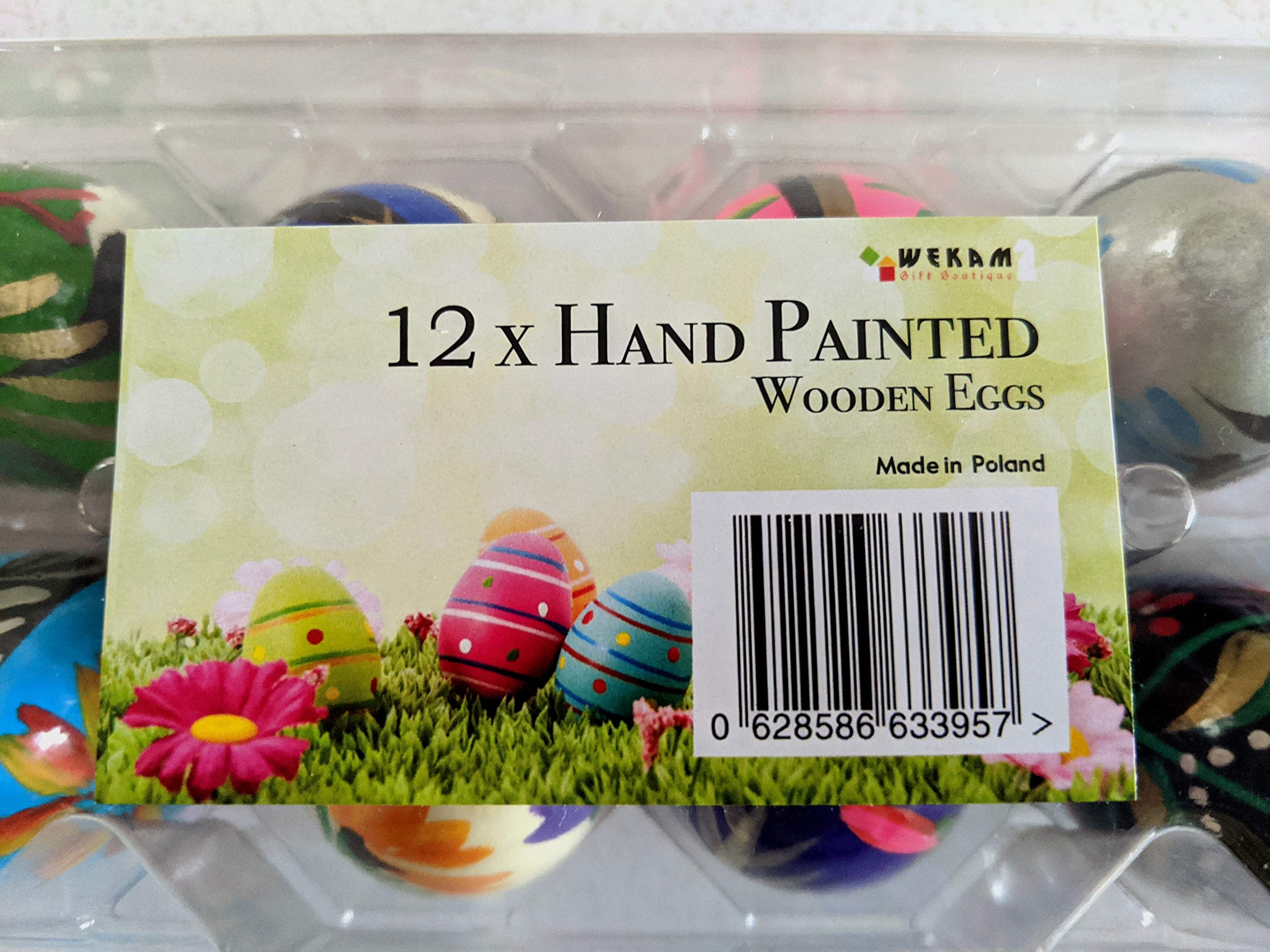 12 Hand-Painted Wooden Easter Eggs - Traditional Polish Pysanky Decor for Easter, Home Decor, and Gift Giving
