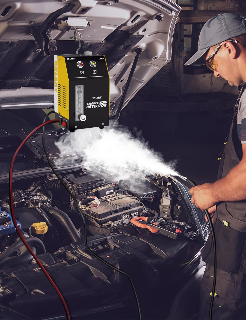 Automotive Smoke Machine Leak Detector - 12V DC Vacuum Smoke Diagnostic Tester with Built-in Air Pump for EVAP System, Engine & HVAC Testing | Professional Car Repair Tool for Mechanics