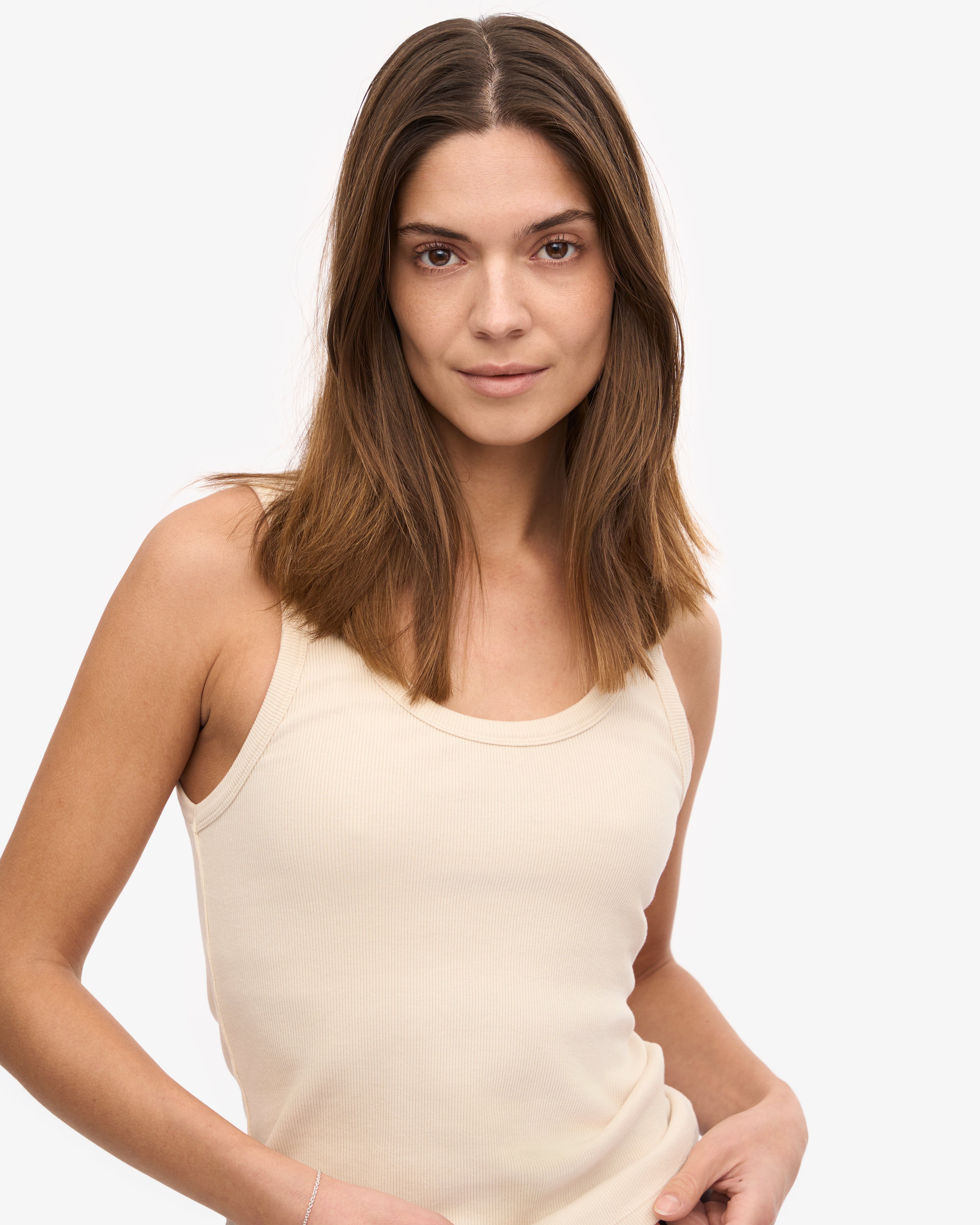 Organic Cotton Ribbed Tank Top for Women - Ivory White - Comfortable & Breathable Summer Essential for Casual Wear & Layering