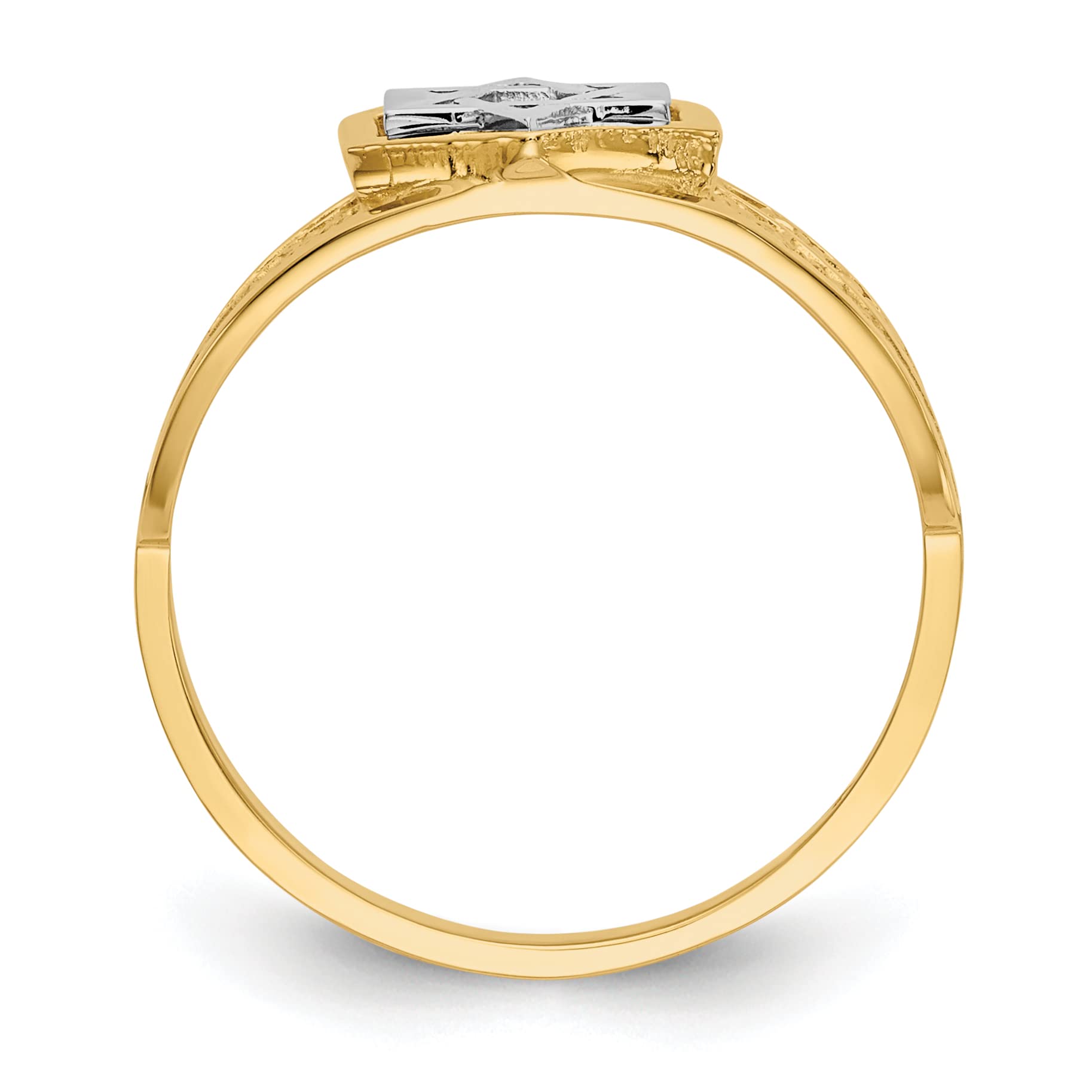 14K Solid Gold Two-Tone Star of David Ring for Women - Size 7.0 - Elegant Jewish Jewelry Gift for Hanukkah, Wedding & Religious Occasions