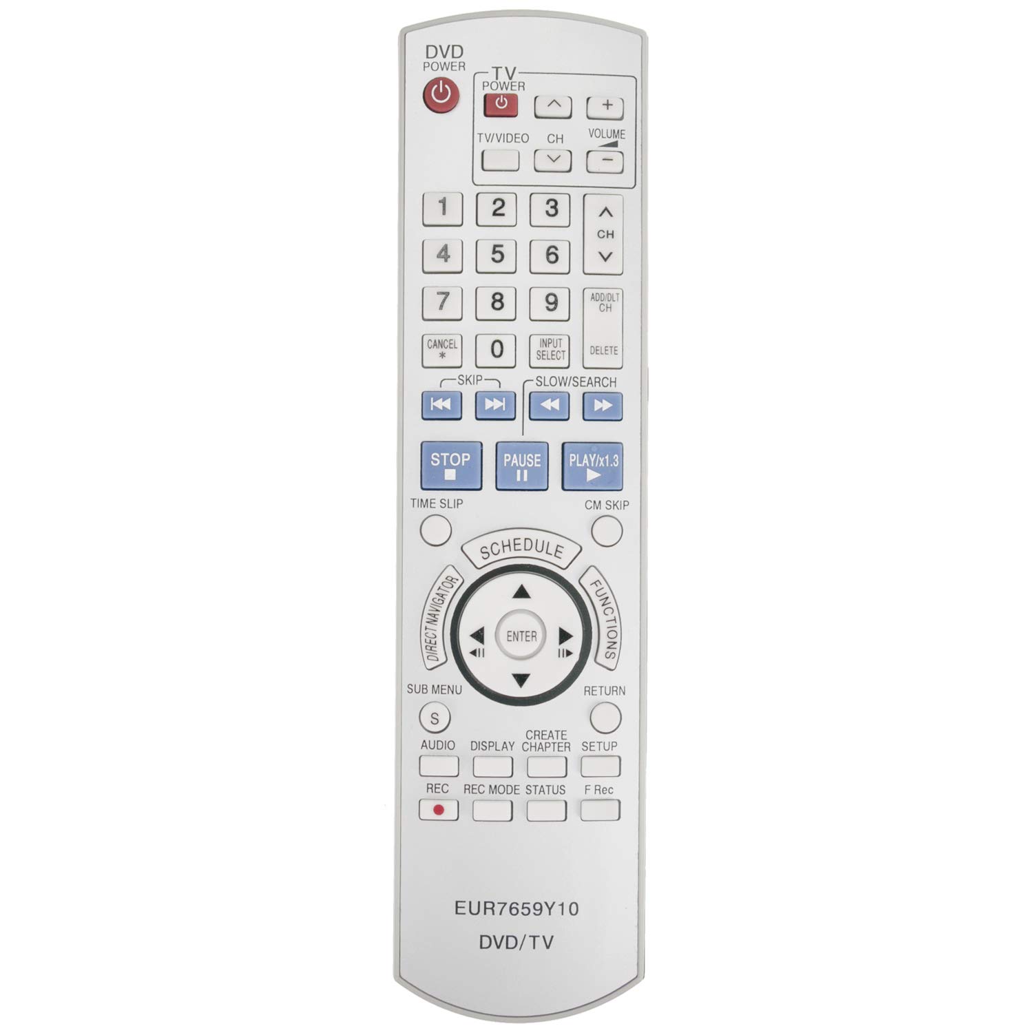 PerFascin Replacement Remote Control EUR7659Y10 Compatible with Panasonic VCR DVD Recorder DMR-ES25/ES15 Series - Perfect for Home Entertainment & Media Playback