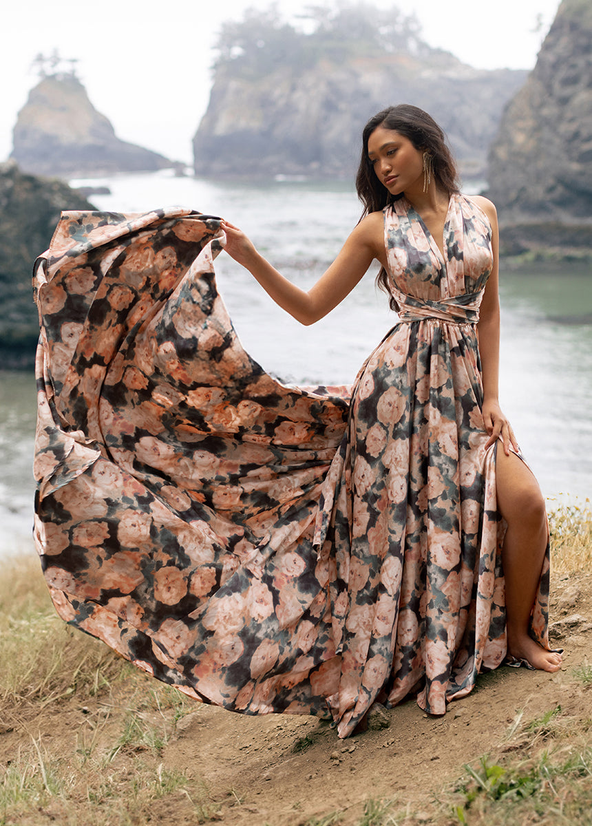 June Impact Dress in Cool Watercolor - Flowy Summer Maxi Dress for Women | Perfect for Beach Vacations, Weddings & Date Nights