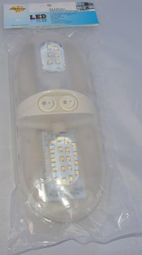 Natural White LED RV Ceiling Double Dome Light Fixture - 12V Double 921 Wedge Bulb (F3528002) for Camper, Motorhome & Travel Trailer Interior Lighting