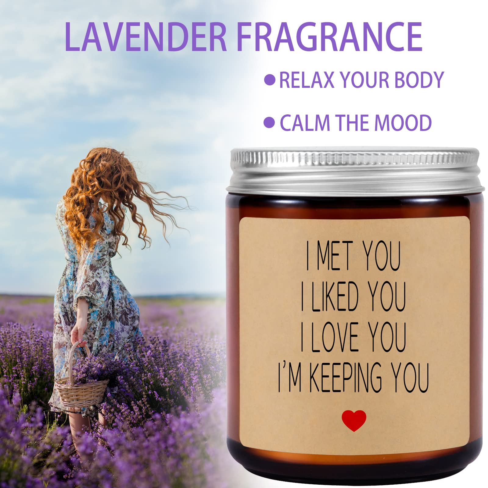 Lavender Scented Candles for Valentine's Day - Romantic 'I Love You' Scented Candle Gift for Husband, Boyfriend & Fiance - Funny Anniversary & Birthday Gift Idea for Couples - Perfect for Romantic Dinners, Relaxing Baths & Home Decor