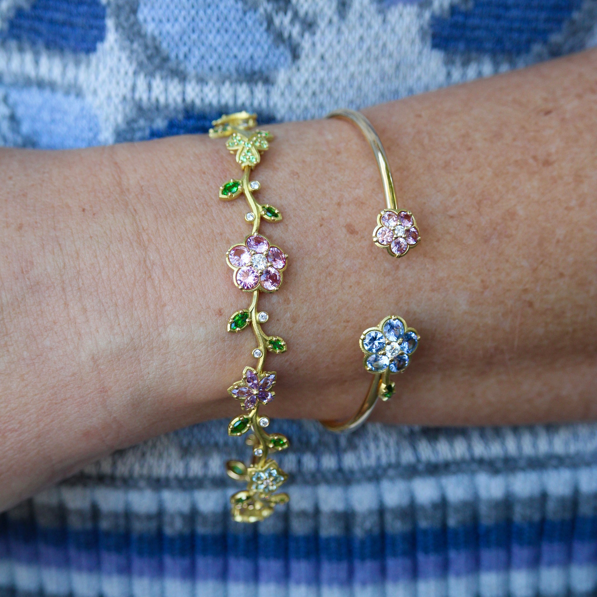 Paul Morelli Blue & Pink Sapphire Wild Child Bangle Bracelet - Elegant Jewelry for Women, Perfect for Parties, Weddings & Special Occasions