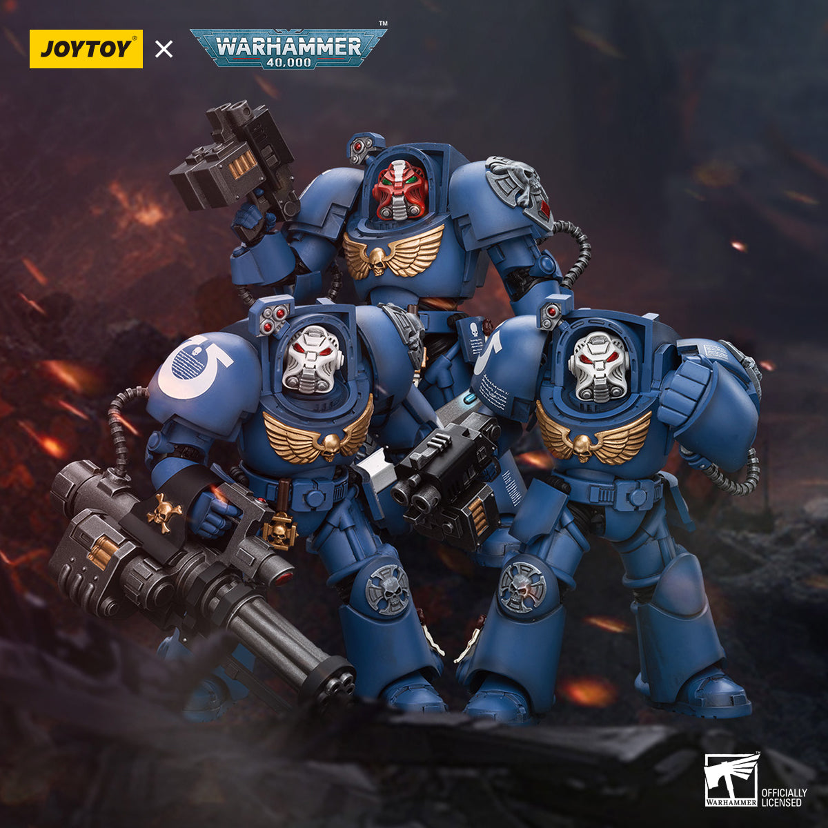 JOYTOY 1/18 Scale Warhammer 40K Ultramarines Terminator Squad Action Figures - Collectible Miniatures for Tabletop Gaming & Display