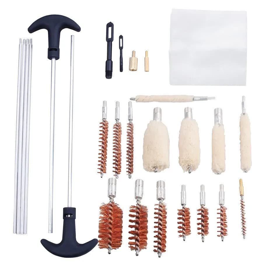 Universal Gun Cleaning Kit GCK31 Deluxe Wood Case - 3-in-1 Rifle & Pistol Maintenance Tool Set for Hunting, Shooting Range & Home Defense