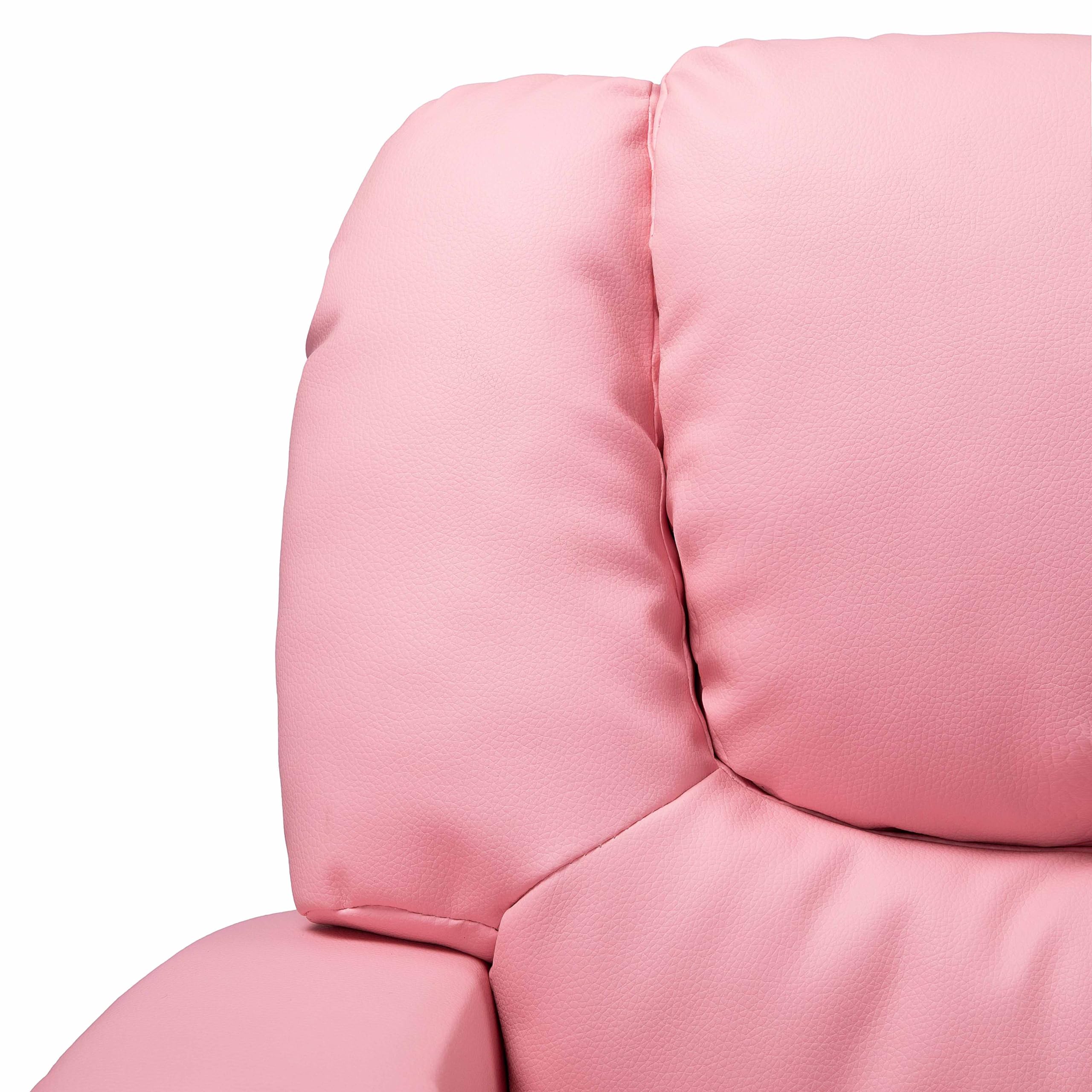 Naomi Home Suri Push Back Kids Recliner Chair with Footrest & Cup Holders - Toddler Recliner for Boys & Girls Ages 3+ (Pink) - Perfect for Playrooms, Bedrooms & TV Time - Durable PVC Kids Furniture for Relaxing & Snacking