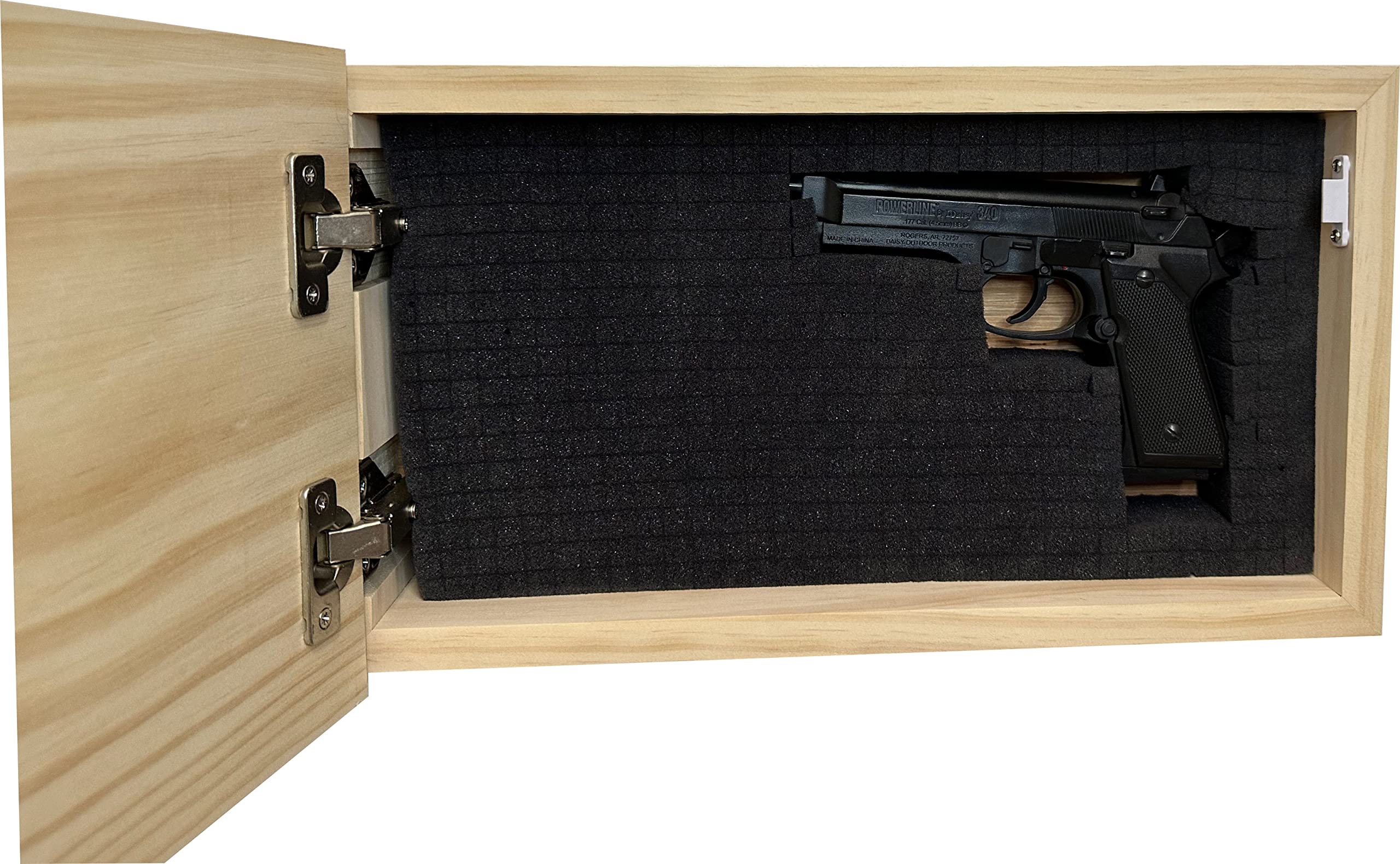 American Flag Concealed Gun Cabinet - Hidden Gun Storage Safe with Patriotic Design (Natural Wood Finish) | Perfect for Home Security & Firearm Protection