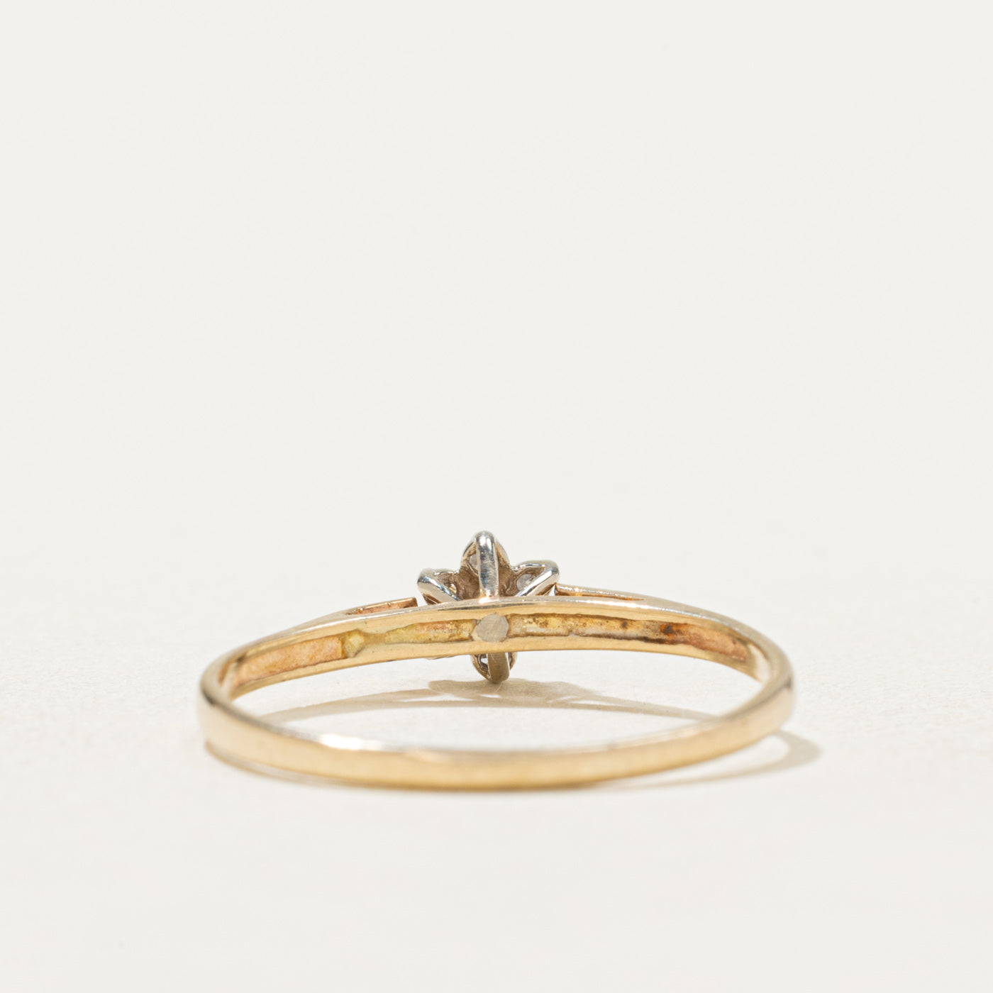 10K White Gold Diamond Petal Petite Ring - 0.03ctw Size 6.25 | Delicate Wedding Band, Anniversary Gift for Her, Everyday Elegant Jewelry