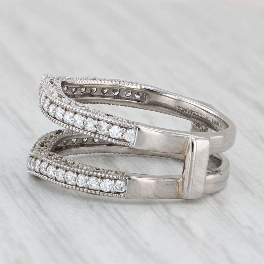0.47ctw Diamond Ring Enhancer Guard - 14k White Gold Wedding Band Size 7.5 - Perfect for Bridal Stacking & Anniversary Gifts