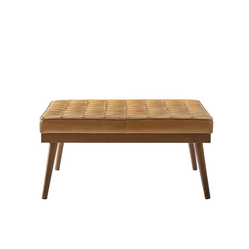 Elisa Mid Century Modern Genuine Leather Ottoman Footrest - Stylish Living Room Accent for Home Decor & Lounge Comfort