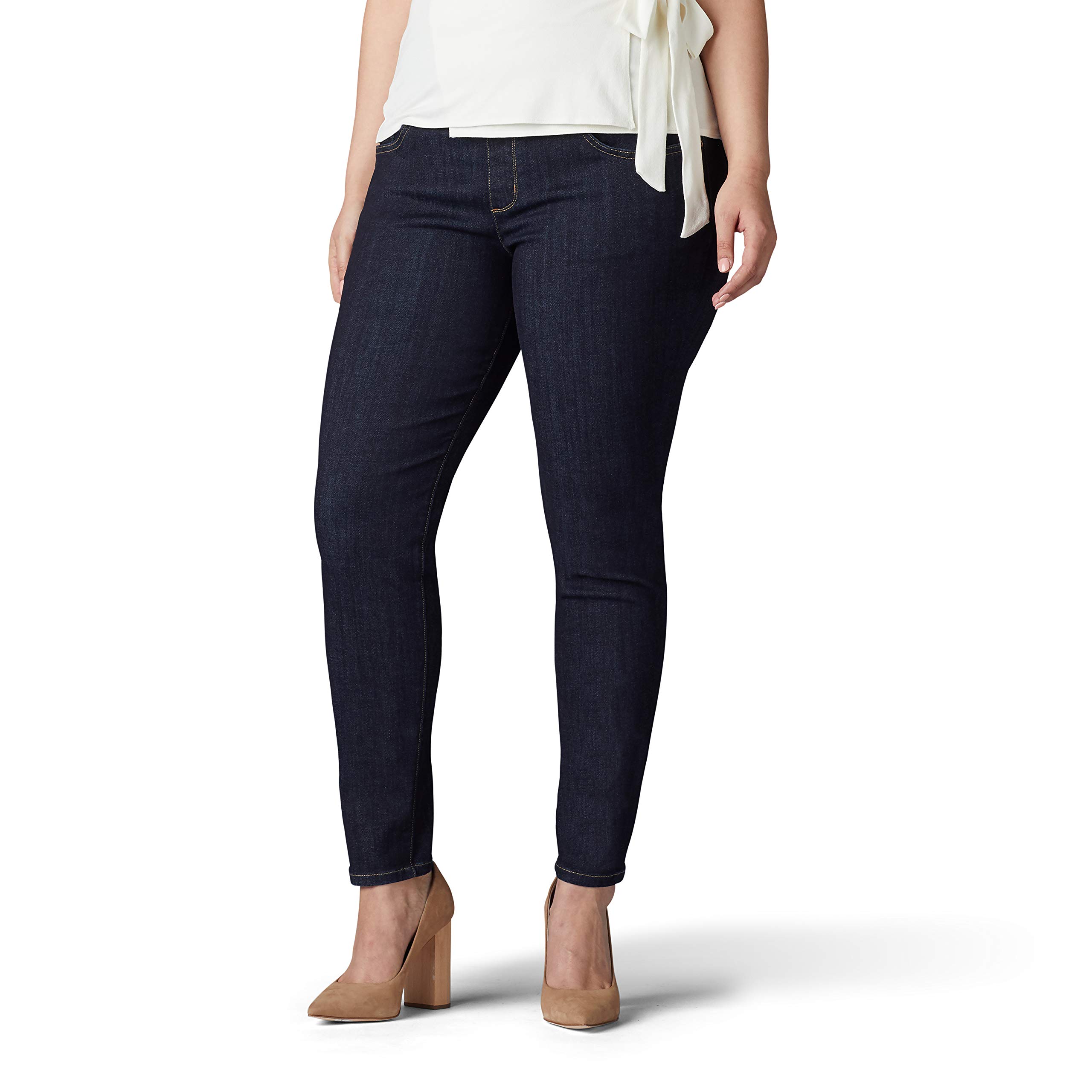 Lee Women's Plus Size Sculpting Slim Fit Skinny Leg Pull-On Jeans - Comfortable Stretch Denim for Work, Travel & Casual Wear