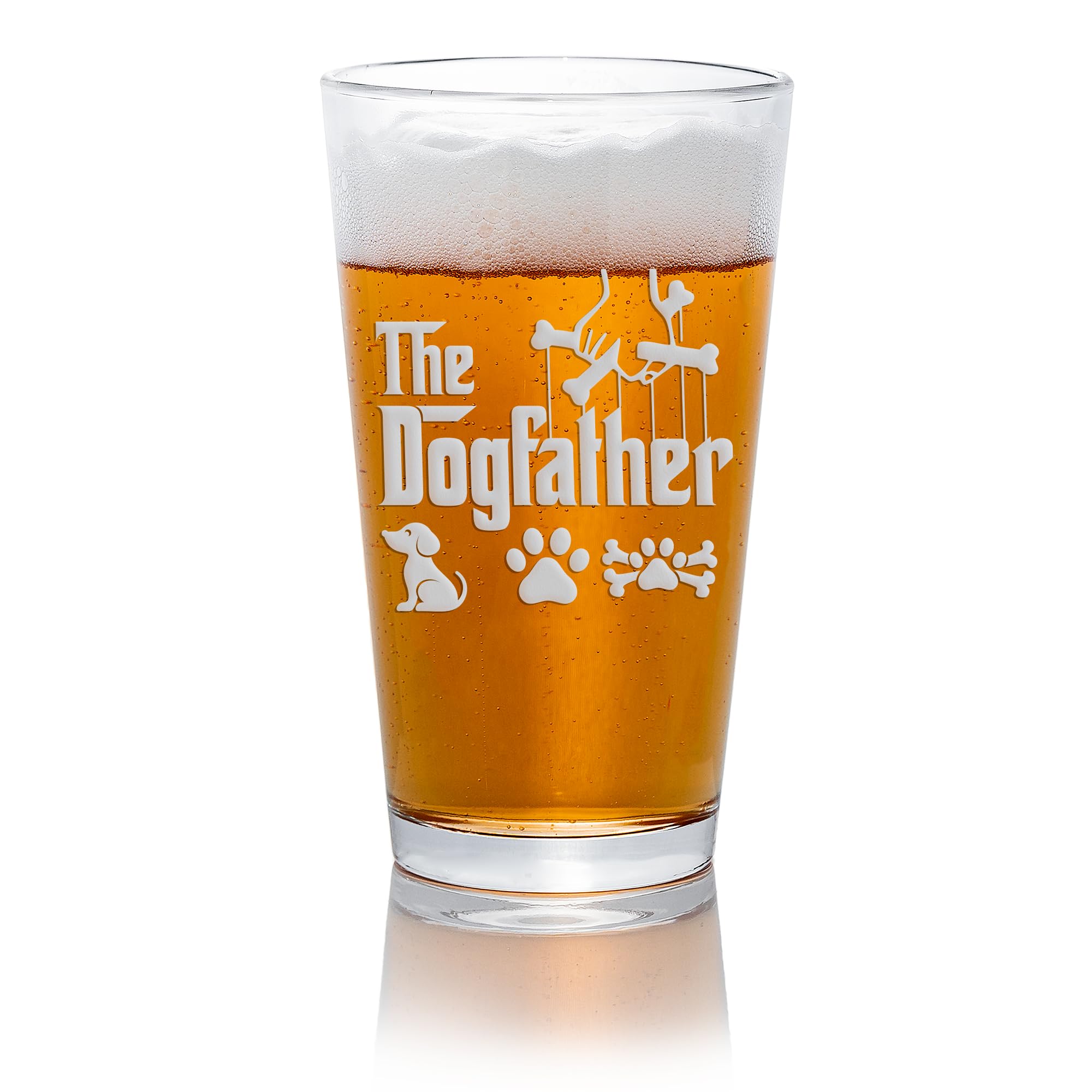 The Dog Father Pint Glass - Funny Dog Dad Beer Mug, Unique Godfather Gift for Dog Lovers, Best Dog Dad Ever Gift Idea, Happy Father's Day Present for Pet Owners, World's Best Dog Dad Glass - Perfect for Beer Lovers, Father's Day Celebrations & Dog-Themed Parties