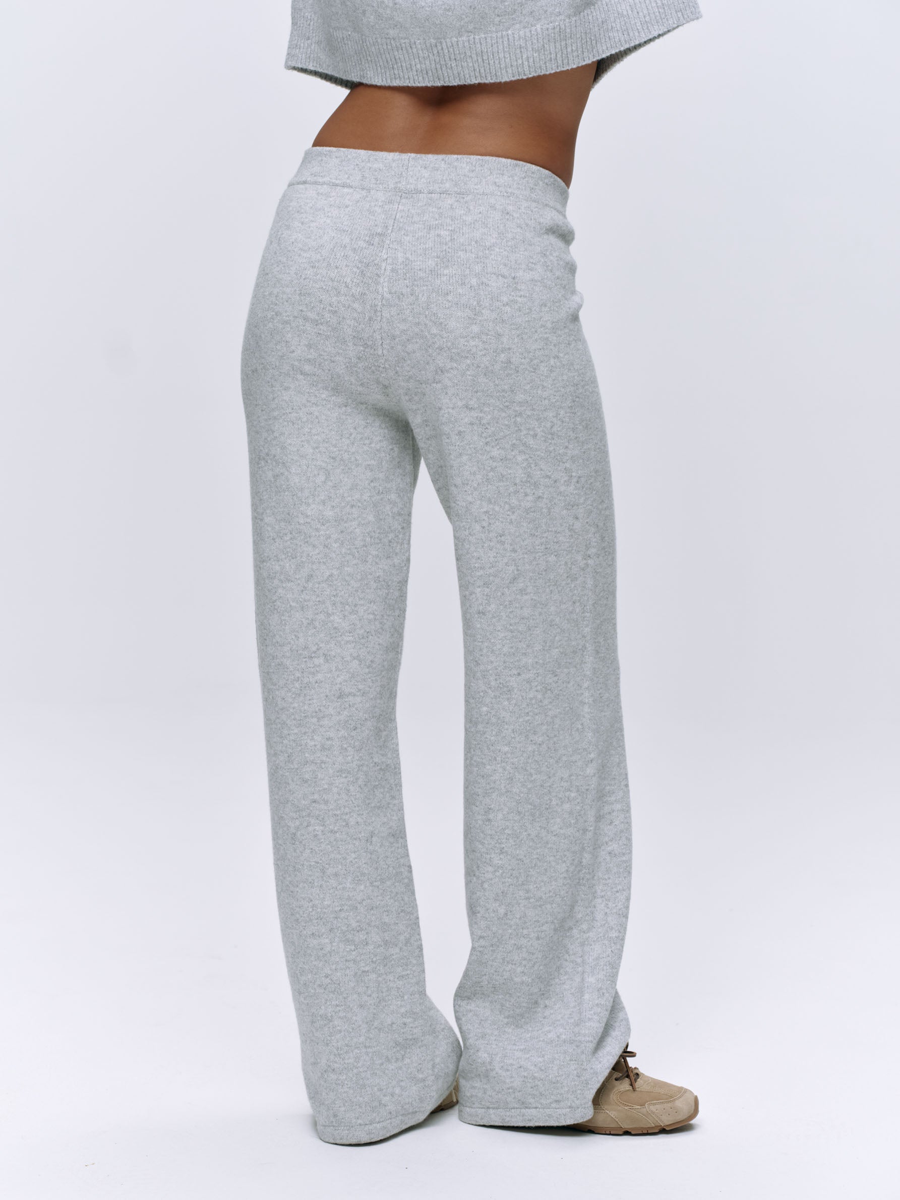 Varsity Knit Straight Leg Sweatpants for Men & Women - Light Grey Melange & Navy Blue - Comfortable Casual Joggers for Gym, Lounge & Everyday Wear
