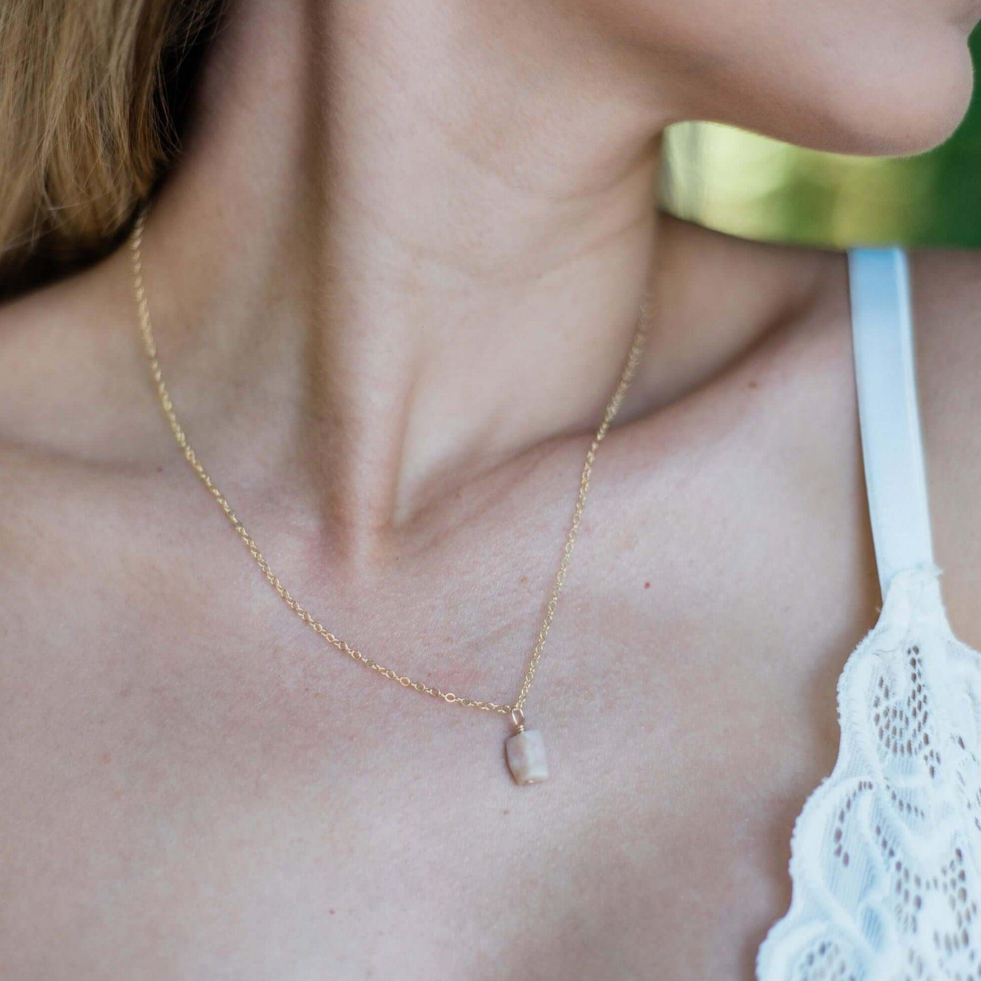 Tiny Raw Pink Peruvian Opal Pendant Necklace - Handmade Natural Gemstone Jewelry for Women - Perfect for Boho Style, Spiritual Healing & Everyday Wear