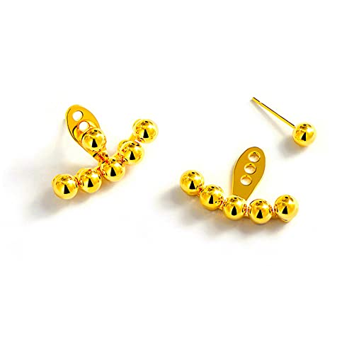 Yellow Multi Bead Stud Earrings