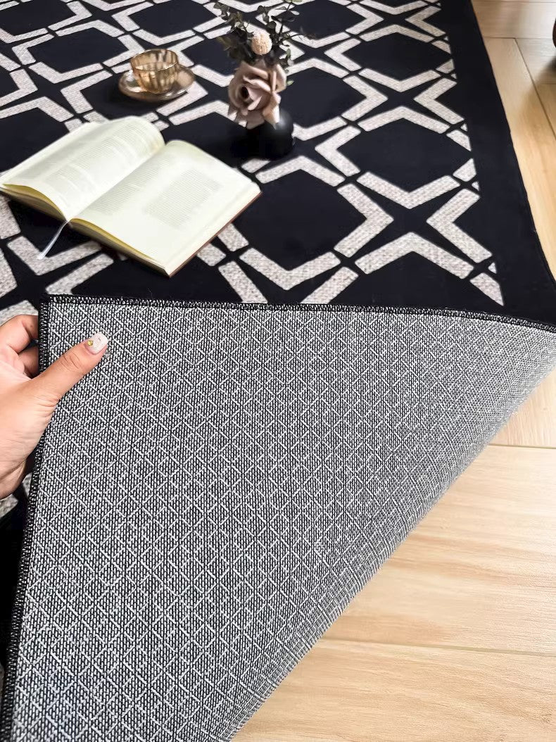 Abstract Contemporary Area Rugs - Modern Black & Neutral Rugs for Living Room, Bedroom, Dining Room & Office - Non-Slip Floor Carpets for Sofa, Desk & High Traffic Areas - Soft Home Decor for Cozy Spaces