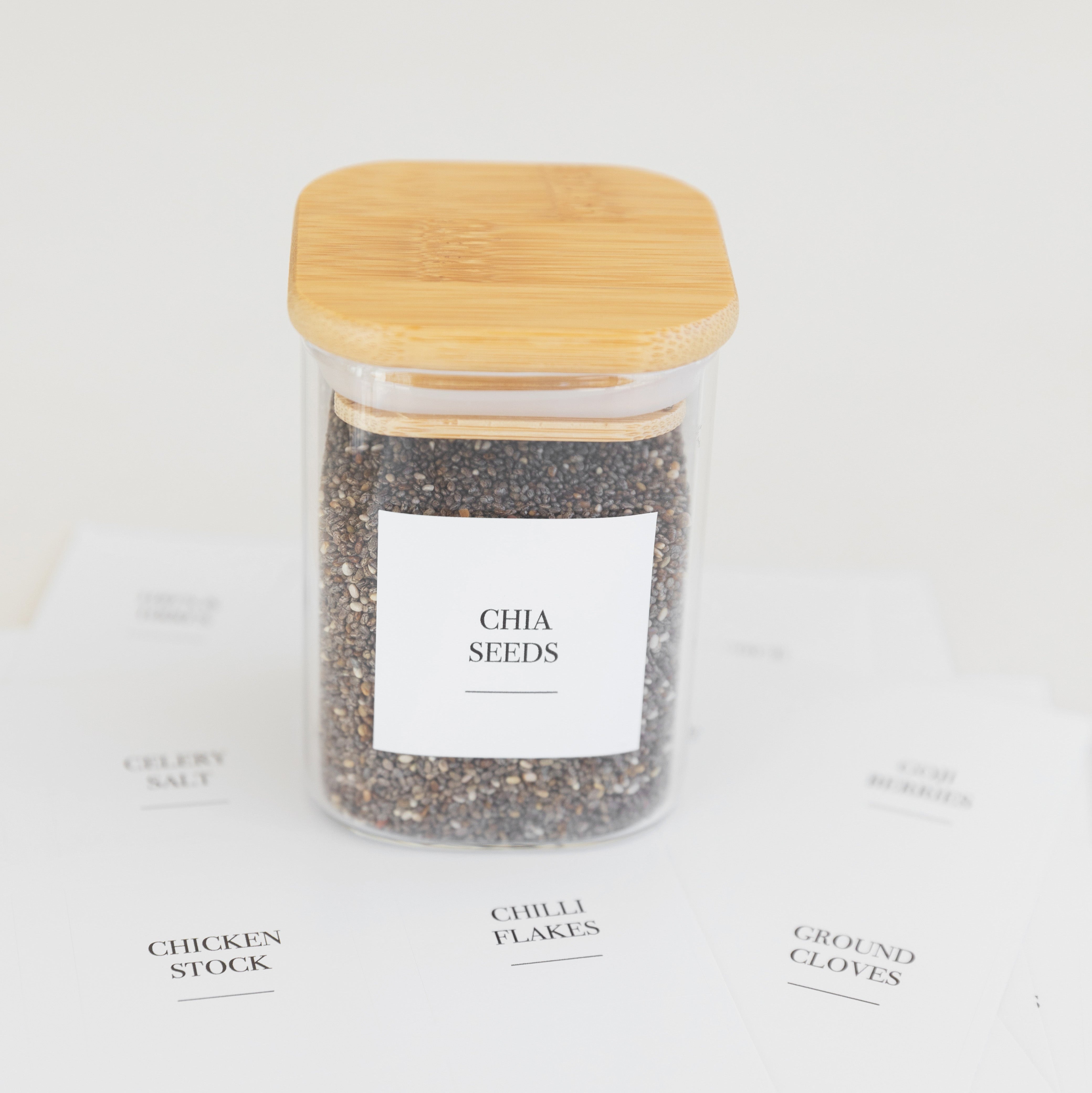 Premium Bamboo Glass Herb & Spice Jars - 200ml Square Containers for Kitchen Storage | Perfect for Organizing Spices, Tea Leaves & Dried Herbs | Airtight & Eco-Friendly Kitchen Essentials
