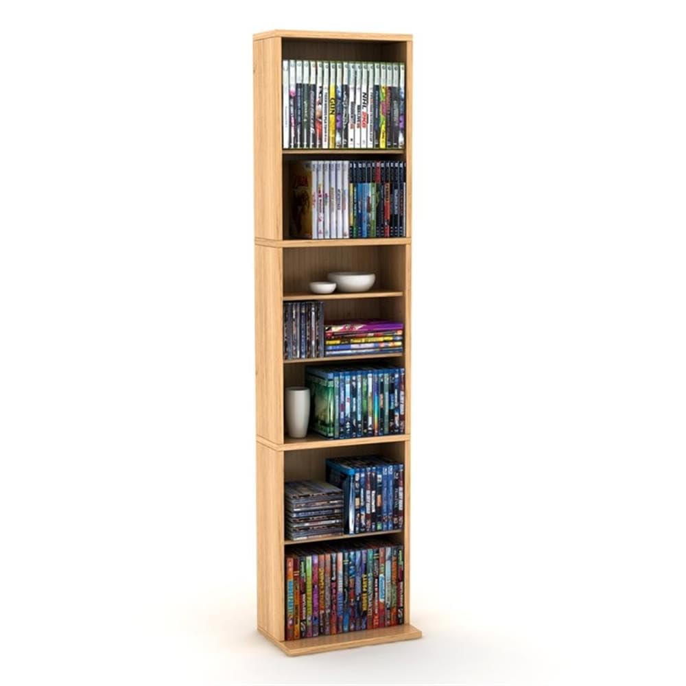 Atlantic 74735728 Summit CD DVD Shelf - Engineered Wood Maple Storage Unit for Media, Collectibles & Home Organization - Perfect for Living Room, Office & Game Room Storage