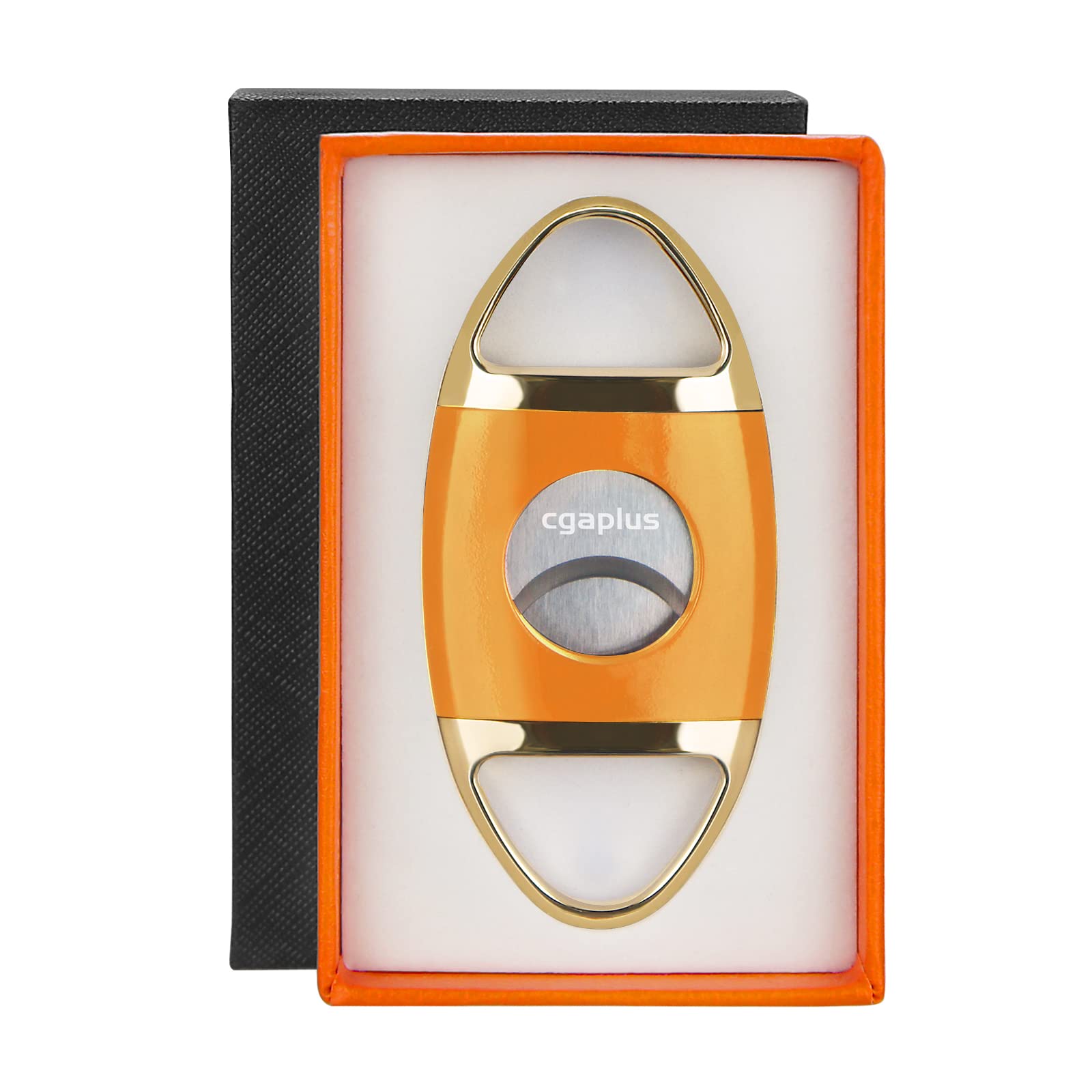 Premium Stainless Steel Double Blade Cigar Guillotine Cutter with Leather Pouch - Sharp & Durable for Perfect Cuts - Yellow - Ideal for Cigar Enthusiasts & Gifts