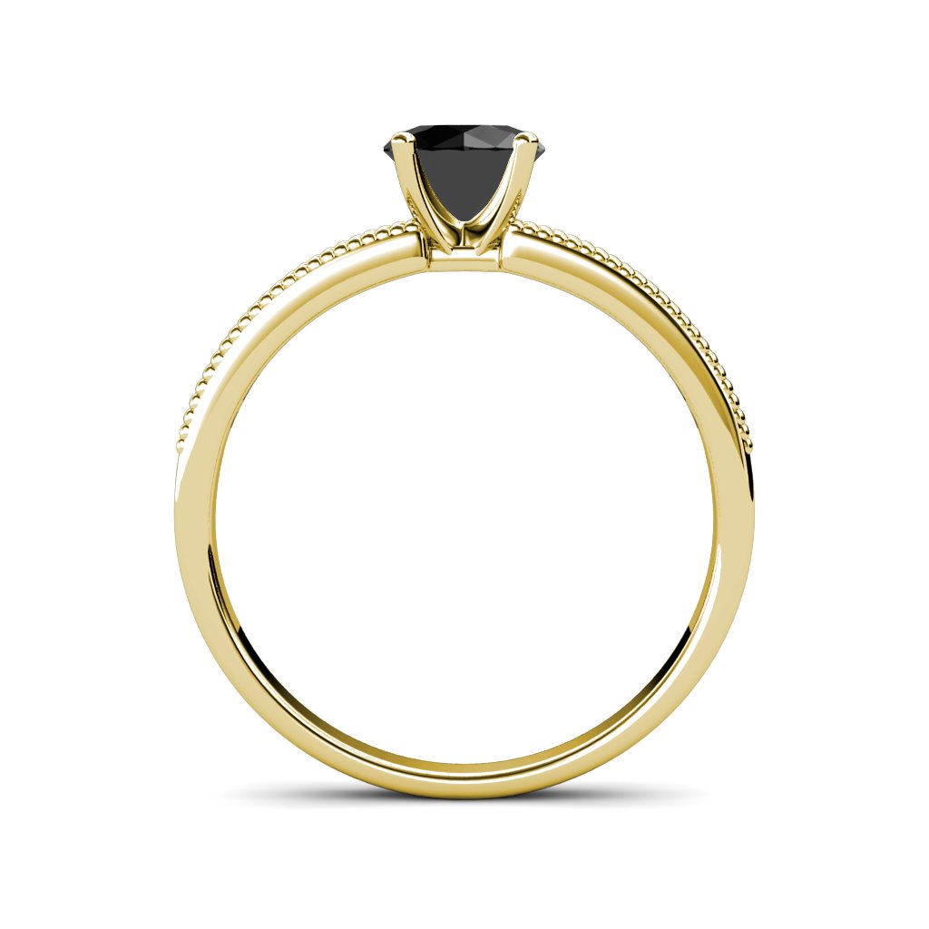 Black Diamond & Natural Diamond Engagement Ring - 1.70ctw 14K Gold with Milgrain Detailing | Perfect for Proposals, Anniversaries & Special Occasions