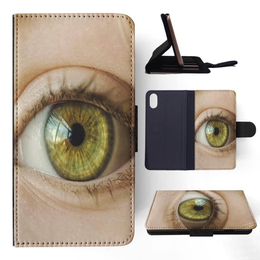 Hazel Green Eyes Flip Wallet Phone Case for Apple iPhone X & Xs - Stylish Protective Cover with Card Holder for Everyday Use