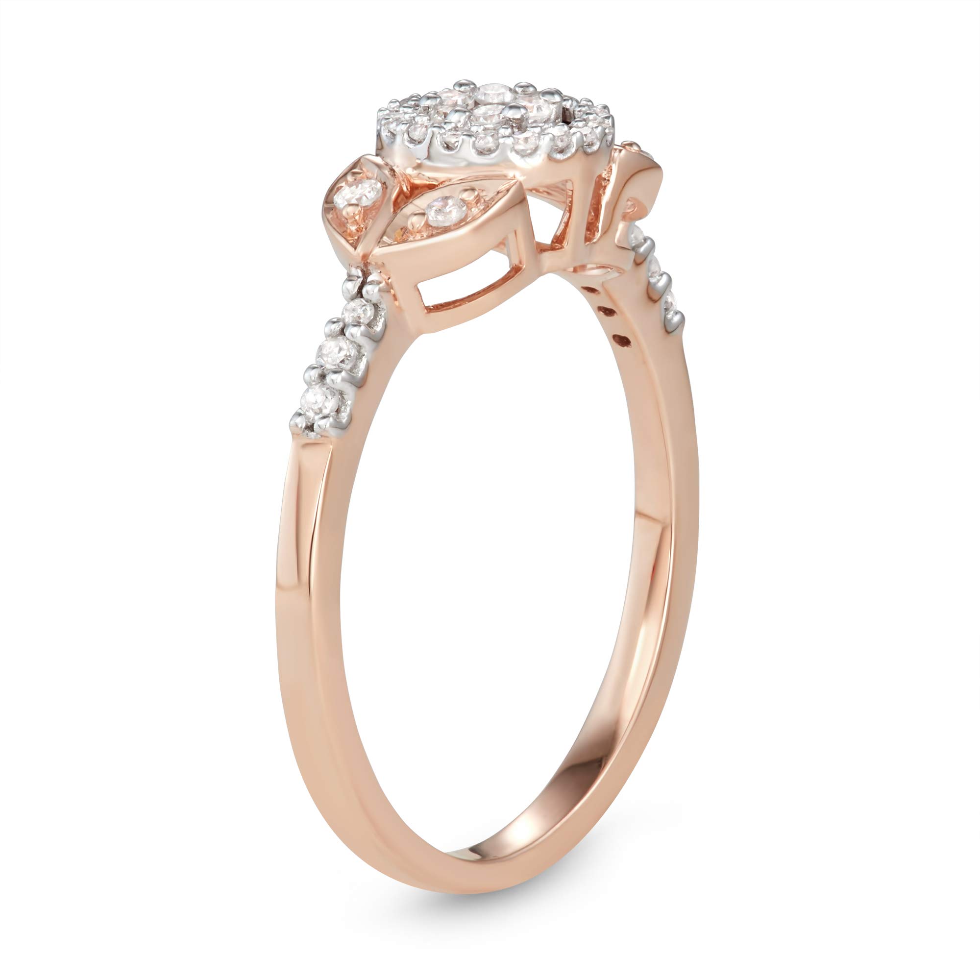 1/4 Carat (cttw) 10K Rose Gold Diamond Solitaire Promise Ring for Women - Elegant Wedding Band, Anniversary Gift & Everyday Jewelry for Her
