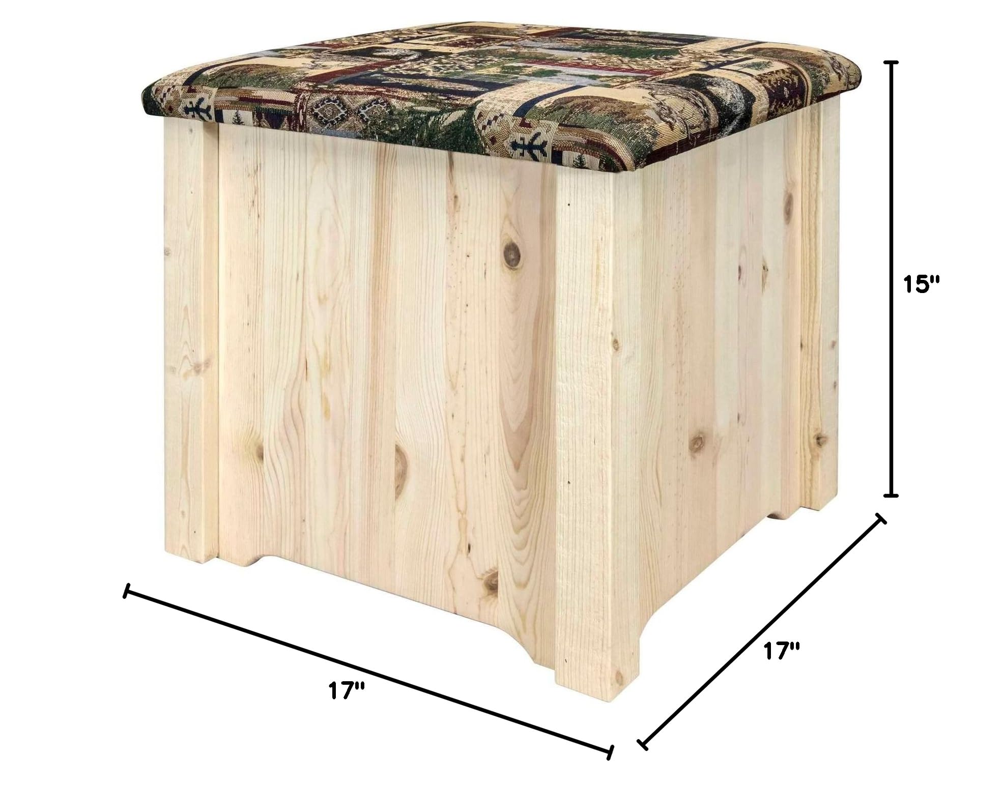 Montana Woodworks Homestead Collection Upholstered Storage Ottoman - Unfinished DIY Furniture for Living Room, Bedroom & Home Decor
