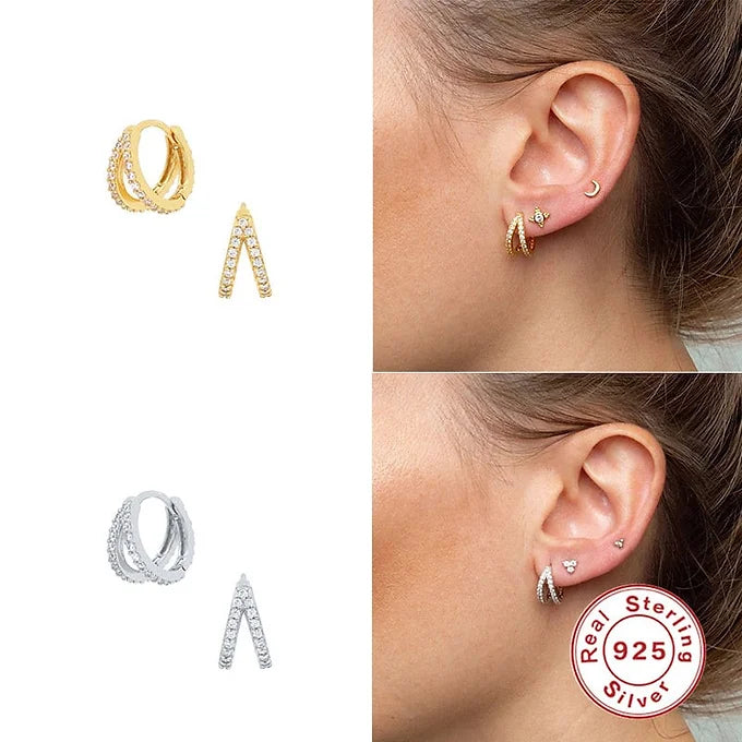 925 Sterling Silver Cartilage Hoop Earrings - 14K Gold Plated Huggie Hoops for Women, Minimalist Eternity Hoop Earrings for Cartilage & Helix Piercing | Perfect for Everyday Wear, Date Night & Gifts