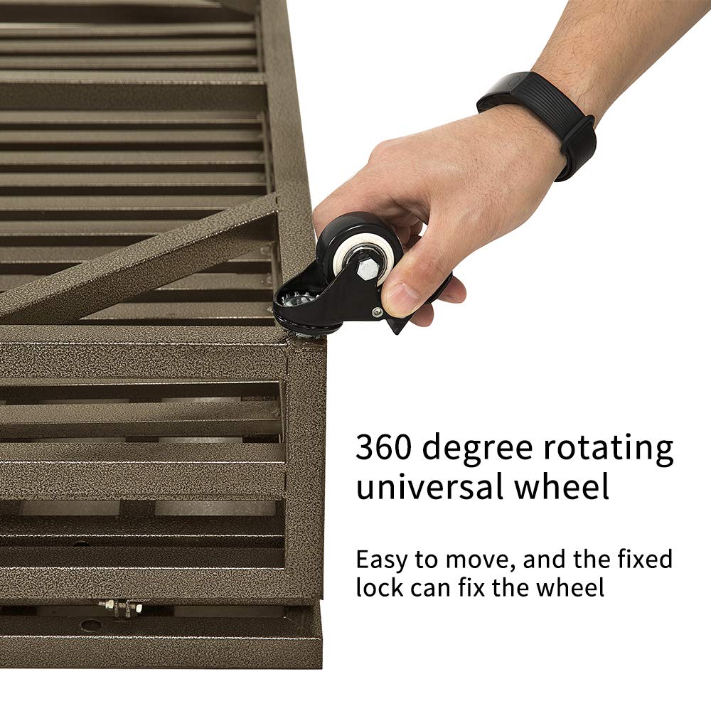 SMONTER Heavy Duty Dog Crate - Strong Metal Pet Kennel & Playpen with Dual Escape-Proof Locks, Large Dog Cage with Wheels (Y-Shape Design, Brown) - Ideal for Home, Travel & Outdoor Use - 38-Inch Reinforced Size