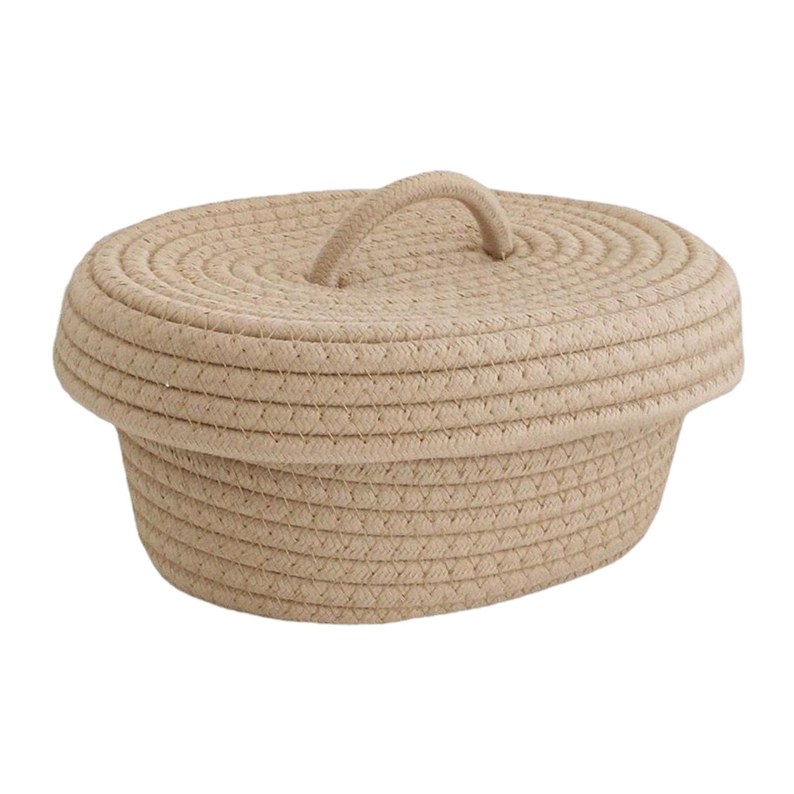 Bothyi Rope Storage Basket - Woven Desktop Organizer for Makeup, Toiletries & Office Supplies | Khaki Home Decor for Bathroom, Bedroom & Vanity Organization