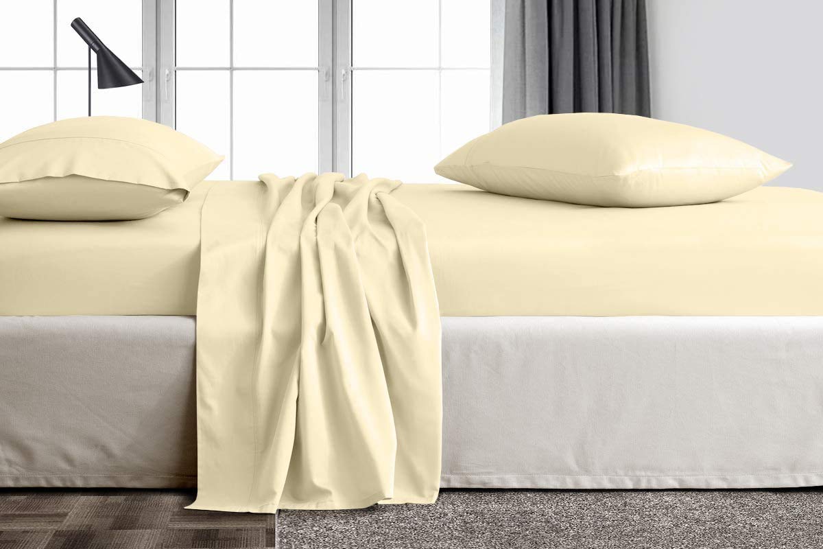 Premium Egyptian Cotton Sheets for Full Size Bed - 100% Breathable Deep Pocket Bedding Set, Soft & Luxurious (Ivory) - Perfect for Home, Hotel, or Guest Room Comfort
