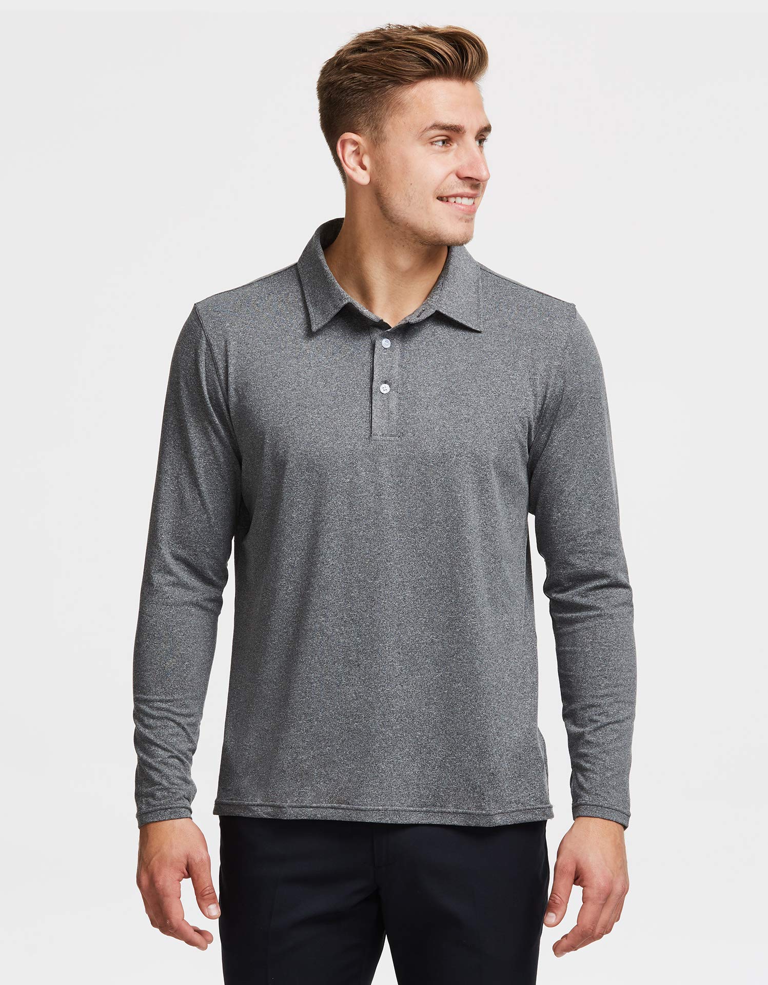 Solbari UPF 50+ Men's Sun Protection Long Sleeve Polo Shirt - UV Blocking, Breathable & Quick-Dry Activewear for Golf, Hiking & Outdoor Activities