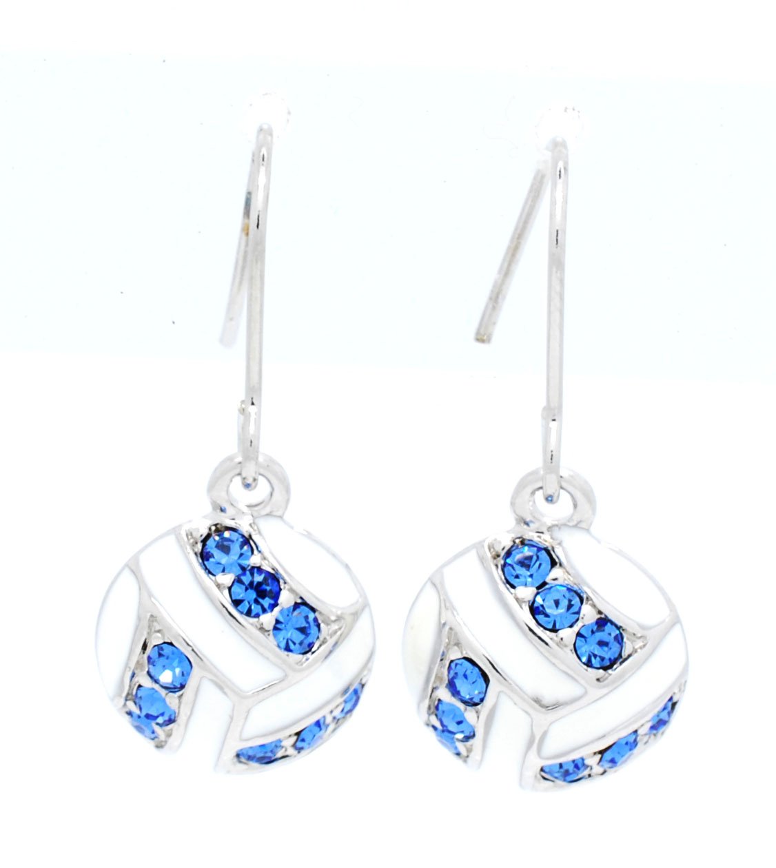 Violet Victoria & Fan Star Volleyball Earrings with Crystals and Enamel - Elegant Dangle Earrings for Women, Girls - Perfect for Sports Fans, Volleyball Games, Parties and Everyday Wear