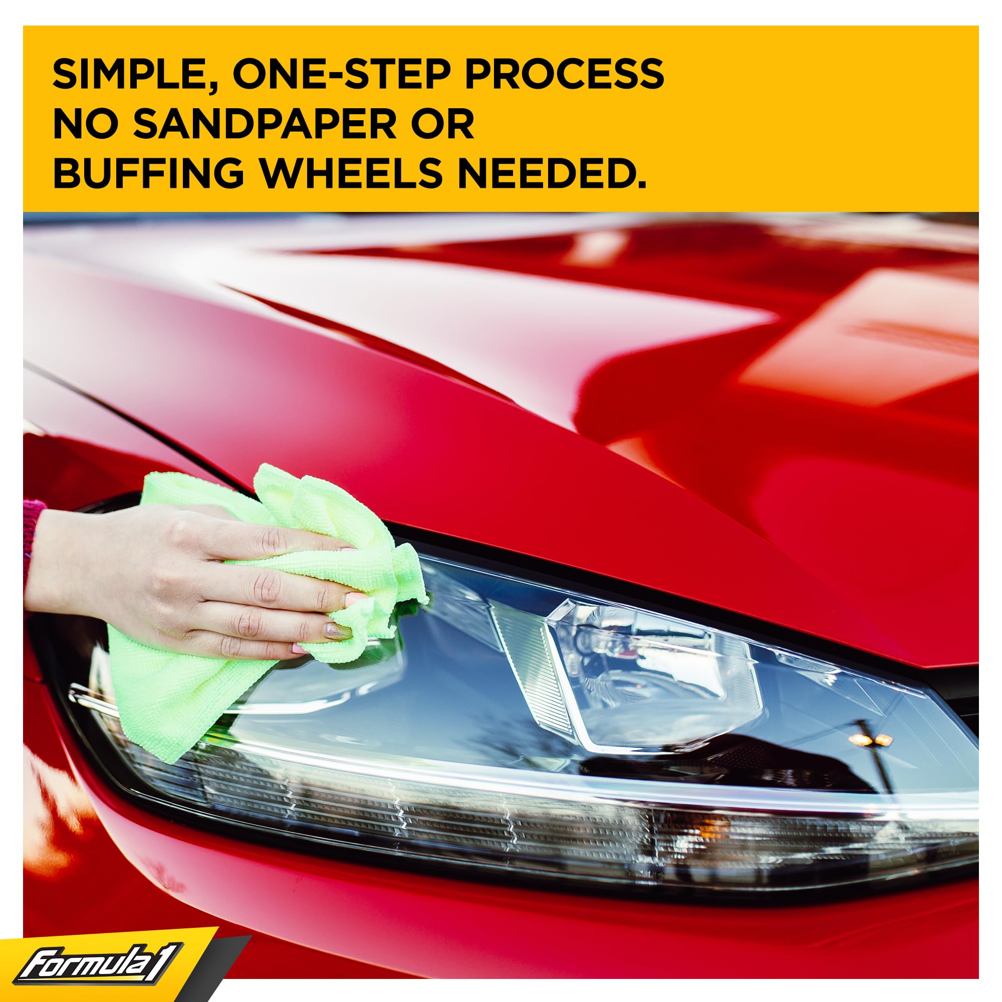 Formula 1 Headlight Restorer & Sealant – One Step Polish to Clean & Renew Yellowed Headlights, Windshields & Exterior Plastics (8 oz) – Restore Clarity for Night Driving & Vehicle Appearance