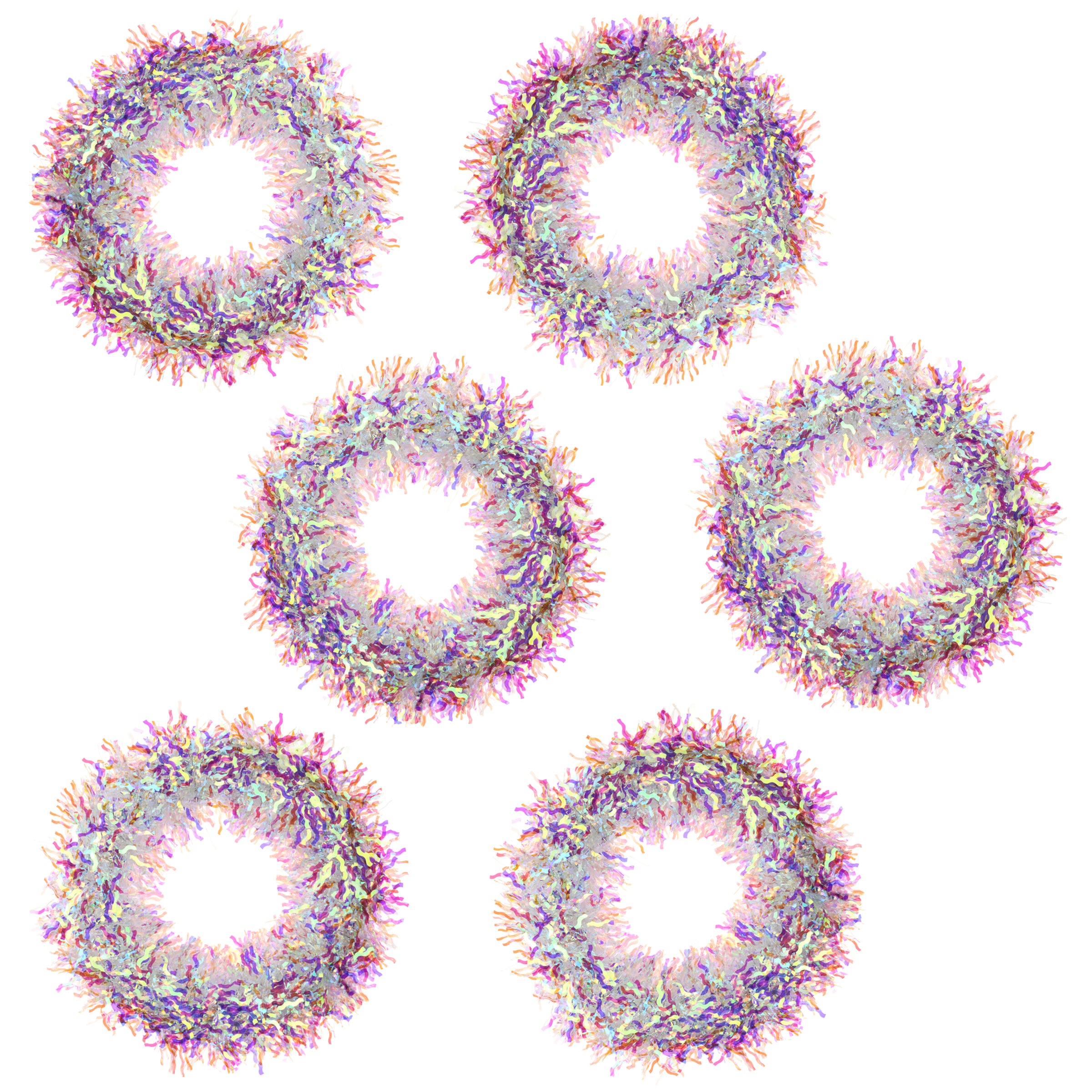 6 Inch Iridescent Mini Wreaths Set of 6 - Perfect for Christmas Tree Decorations, Party Favors, and Home Wall Decor